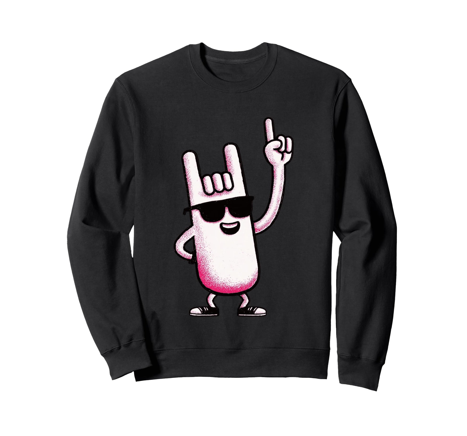Mascot Rock Hand Sign Pointing Sweatshirt - Fun Novelty Design Unisex - T-Shirt, Sweatshirt, Hoodie
