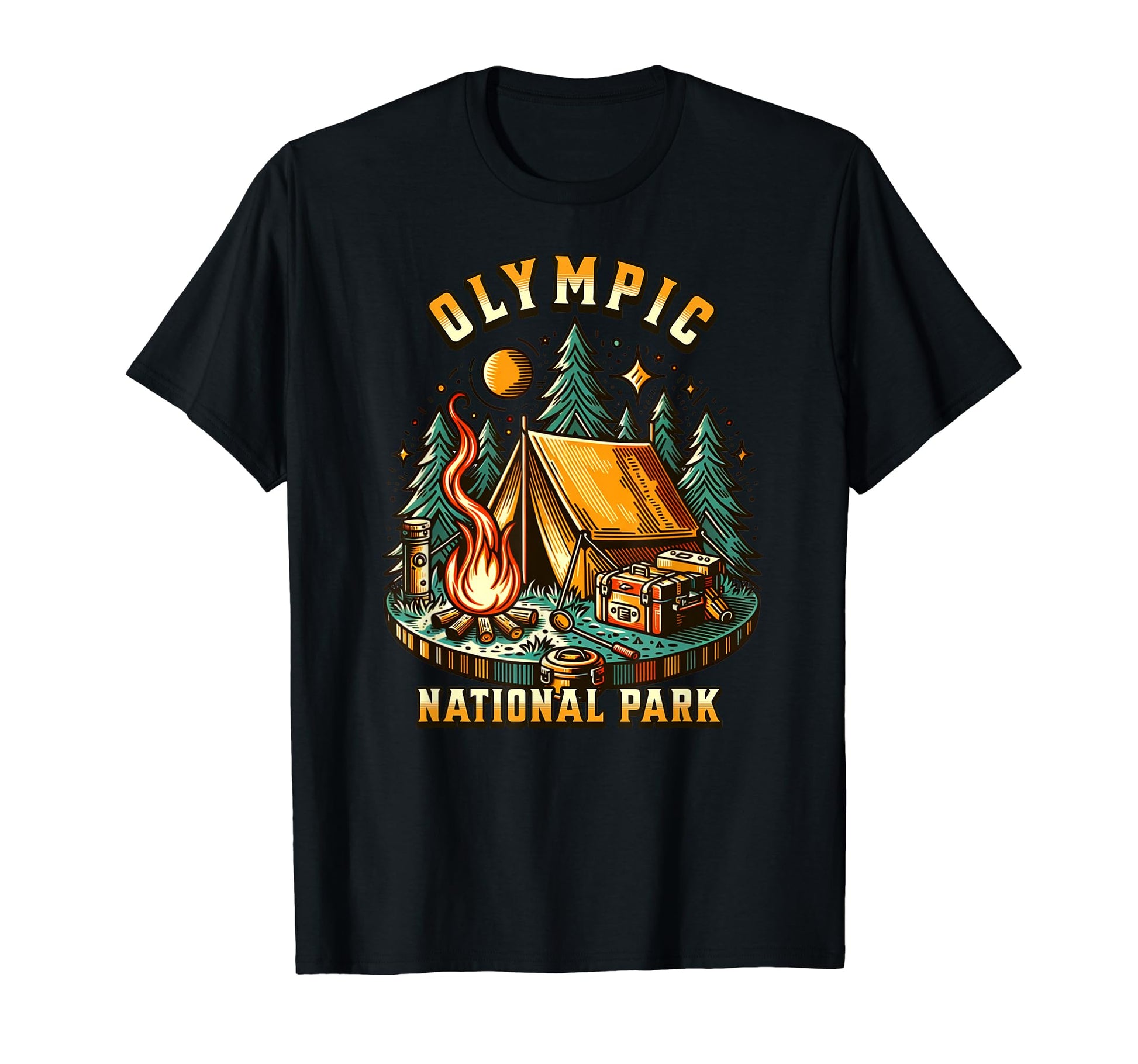 Camping Forest Tent Campfire T-Shirt - Casual Everyday Wear for Adults - T-Shirt, Sweatshirt, Hoodie