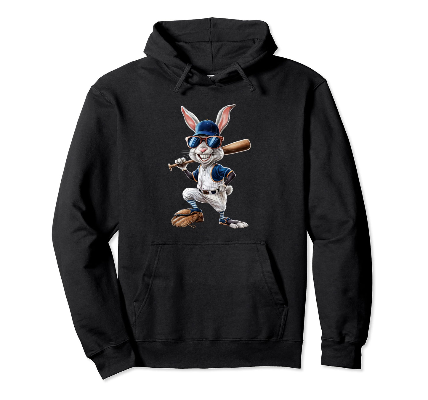 Baseball Bunny Cartoon Sports Fan Rabbit Hoodie - Streetwear Style Unisex - T-Shirt, Sweatshirt, Hoodie