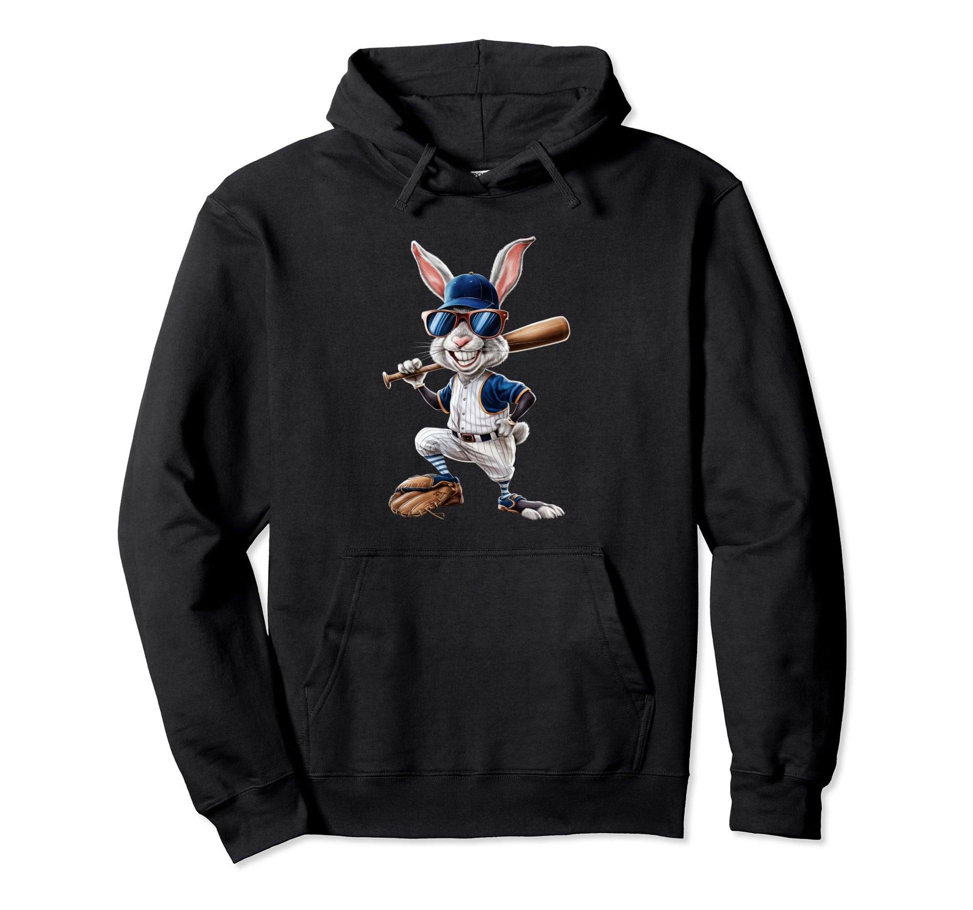 Baseball Bunny Cartoon Sports Fan Rabbit Hoodie - Streetwear Style Unisex - T-Shirt, Sweatshirt, Hoodie