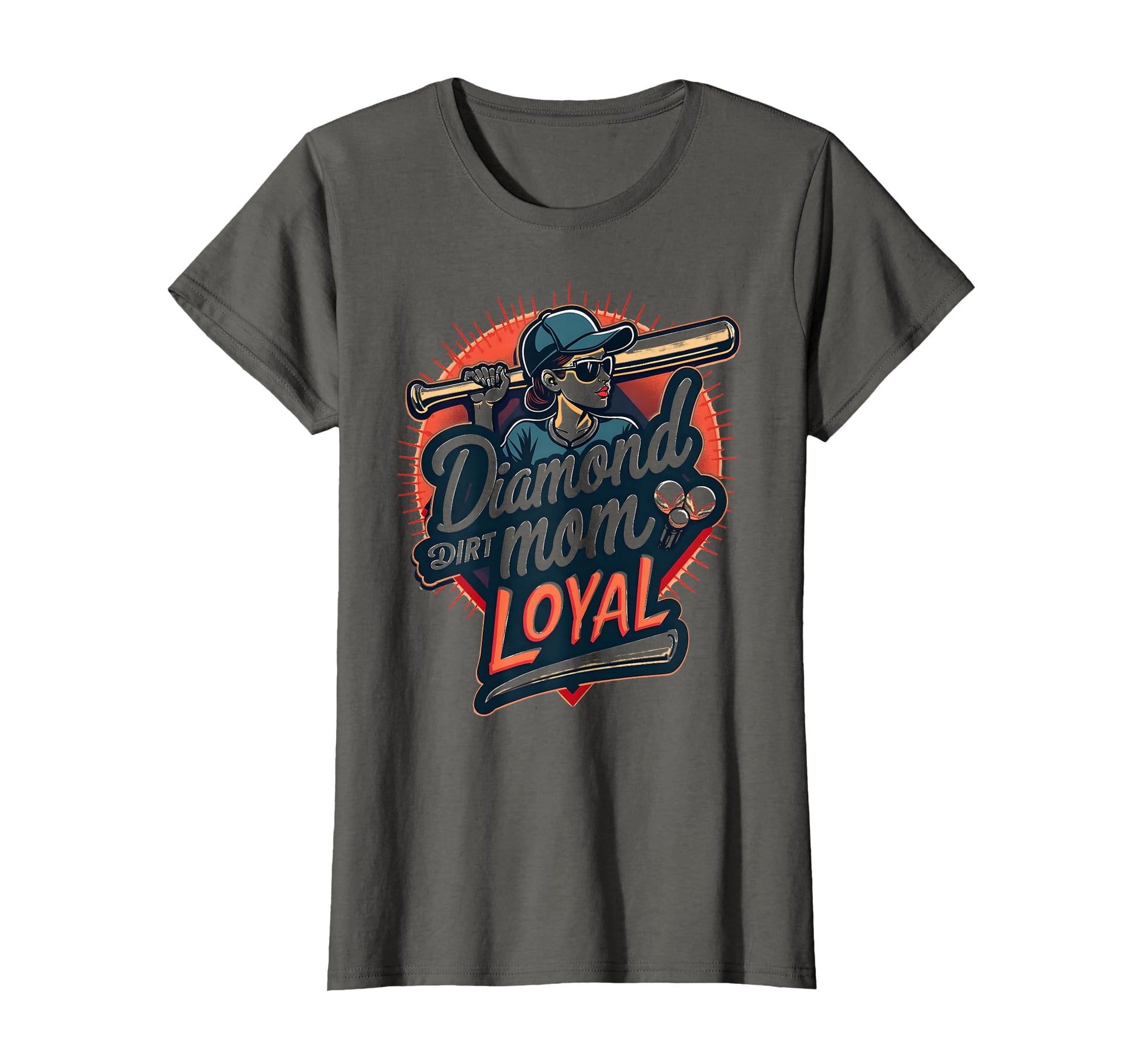 Diamond Mom Dirt Loyal Baseball T-Shirt - Minimalist Print for Adults - T-Shirt, Sweatshirt, Hoodie