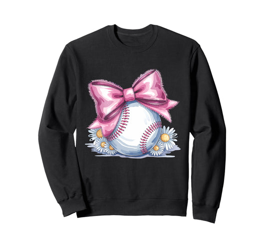 Baseball Coquette Bow Baseball Player Sweatshirt - Custom Art Print Unisex - T-Shirt, Sweatshirt, Hoodie