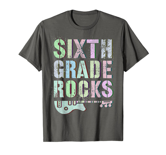 6Th Grade Rocks Teacher Rockstar T-Shirt - Casual Everyday Wear for Adults - T-Shirt, Sweatshirt, Hoodie
