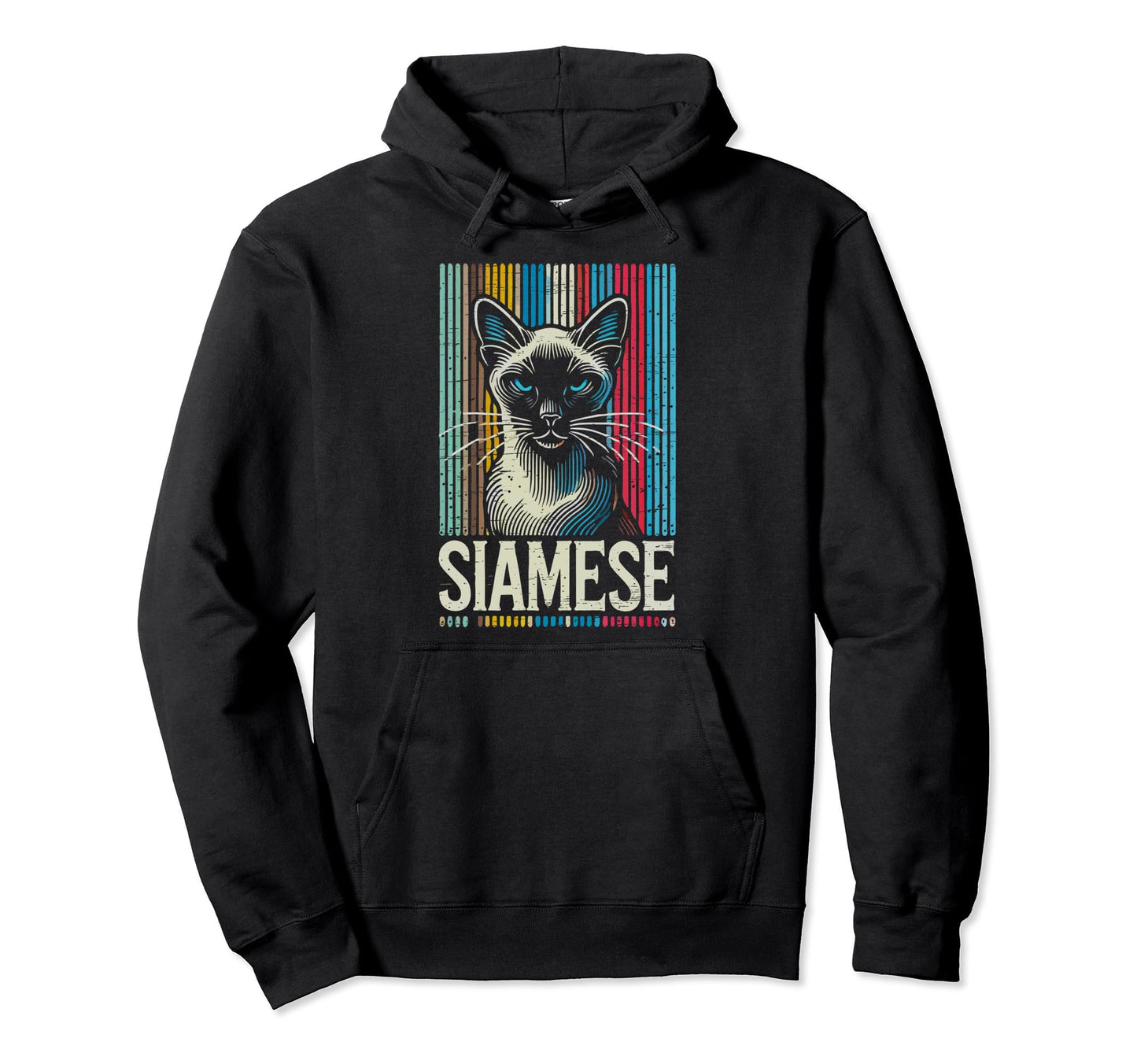 Siamese Cat Stripes Feline Hoodie - Custom Art Print Unisex - T-Shirt, Sweatshirt, Hoodie