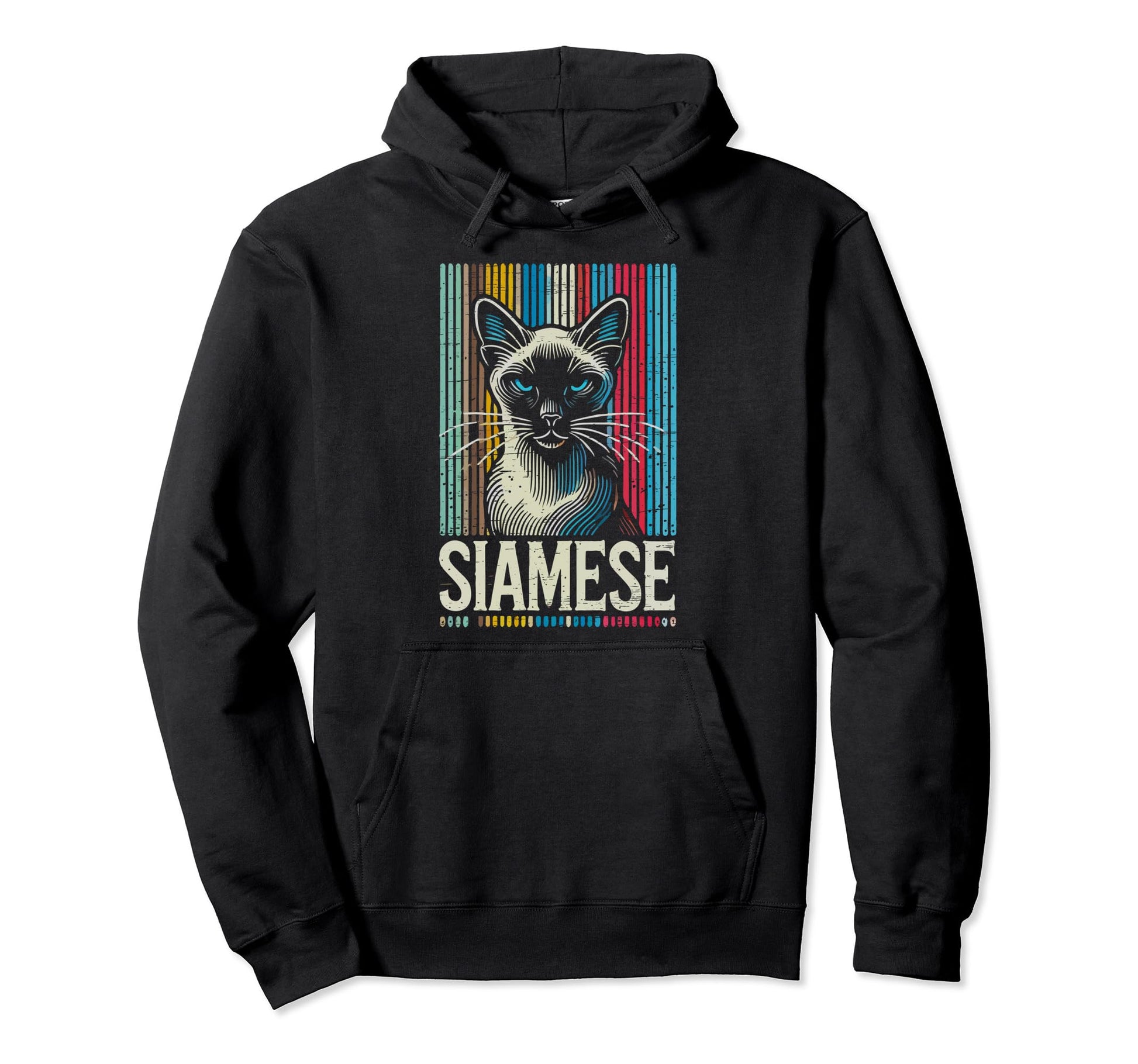 Siamese Cat Stripes Feline Hoodie - Custom Art Print Unisex - T-Shirt, Sweatshirt, Hoodie