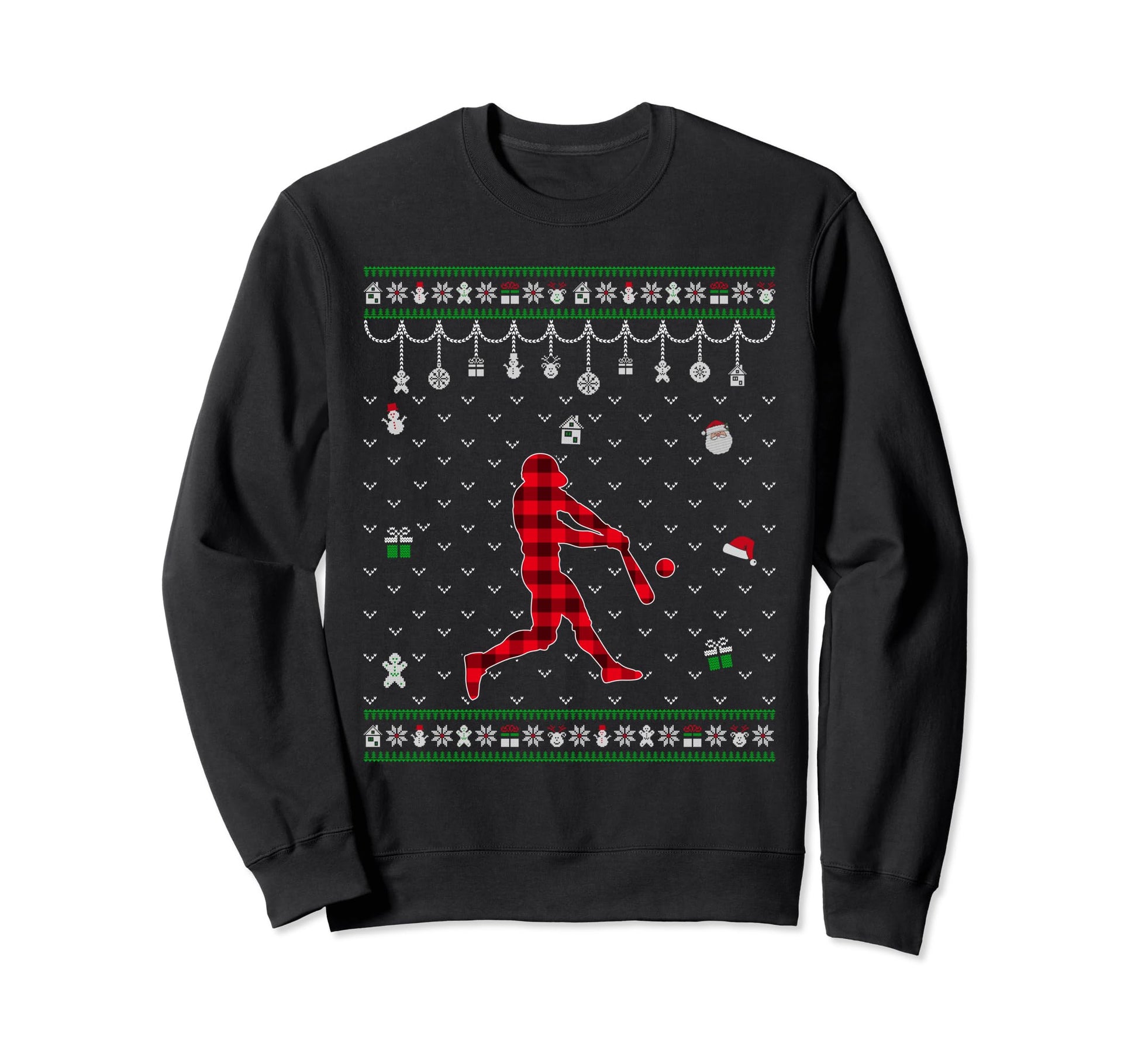 Red Plaid Baseball Lover Sweatshirt - Casual Everyday Wear for Adults - T-Shirt, Sweatshirt, Hoodie