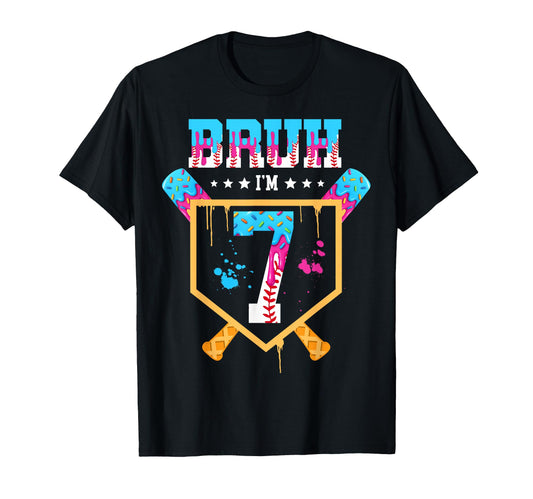 Baseball 7 Year Old Ice Cream Drip T-Shirt - Minimalist Print for Adults - T-Shirt, Sweatshirt, Hoodie
