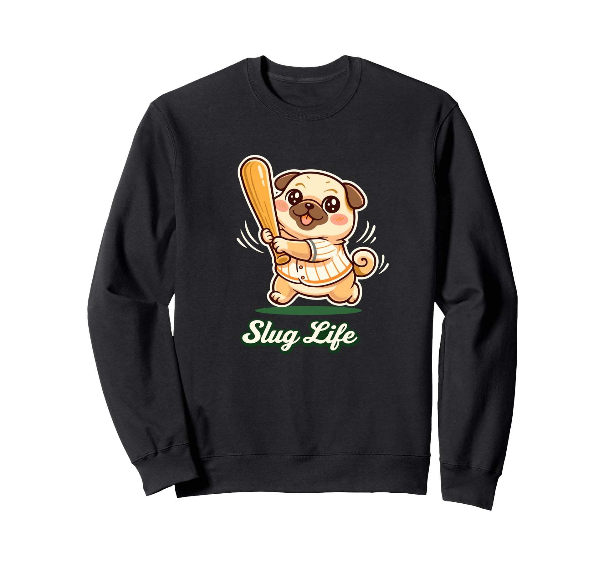 Slug Life Pug Baseball Batter Sweatshirt - Aesthetic Graphic Men Women - T-Shirt, Sweatshirt, Hoodie