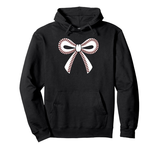 Baseball Bow Baseball Mom Mama Hoodie - Casual Everyday Wear Unisex - T-Shirt, Sweatshirt, Hoodie
