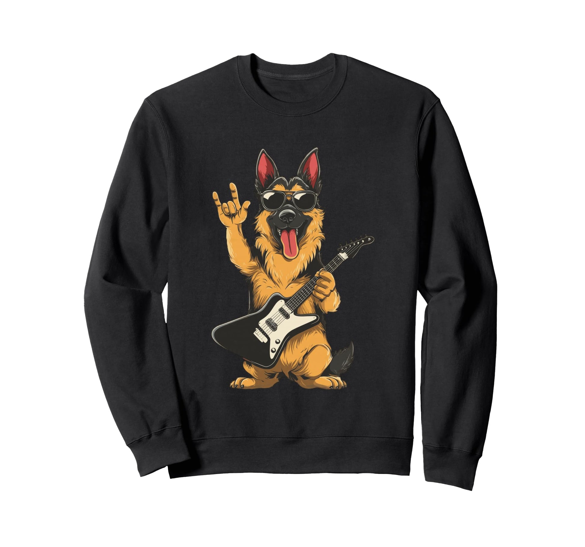 Funny German Shepherd Rock Dog Guitar Sweatshirt - Graphic Print Men Women - T-Shirt, Sweatshirt, Hoodie
