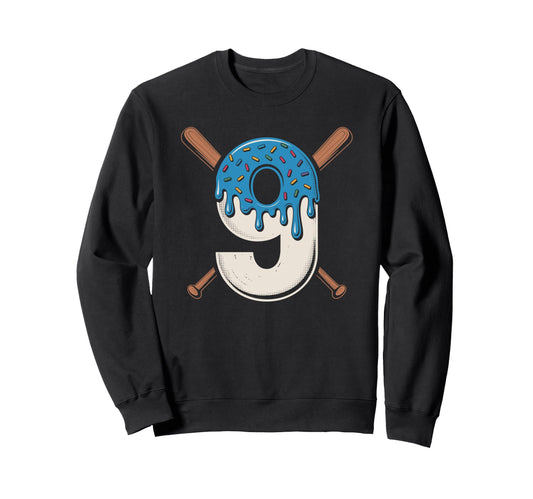 Baseball Birthday Drip Art Nine Year Sweatshirt - Minimalist Print Unisex - T-Shirt, Sweatshirt, Hoodie