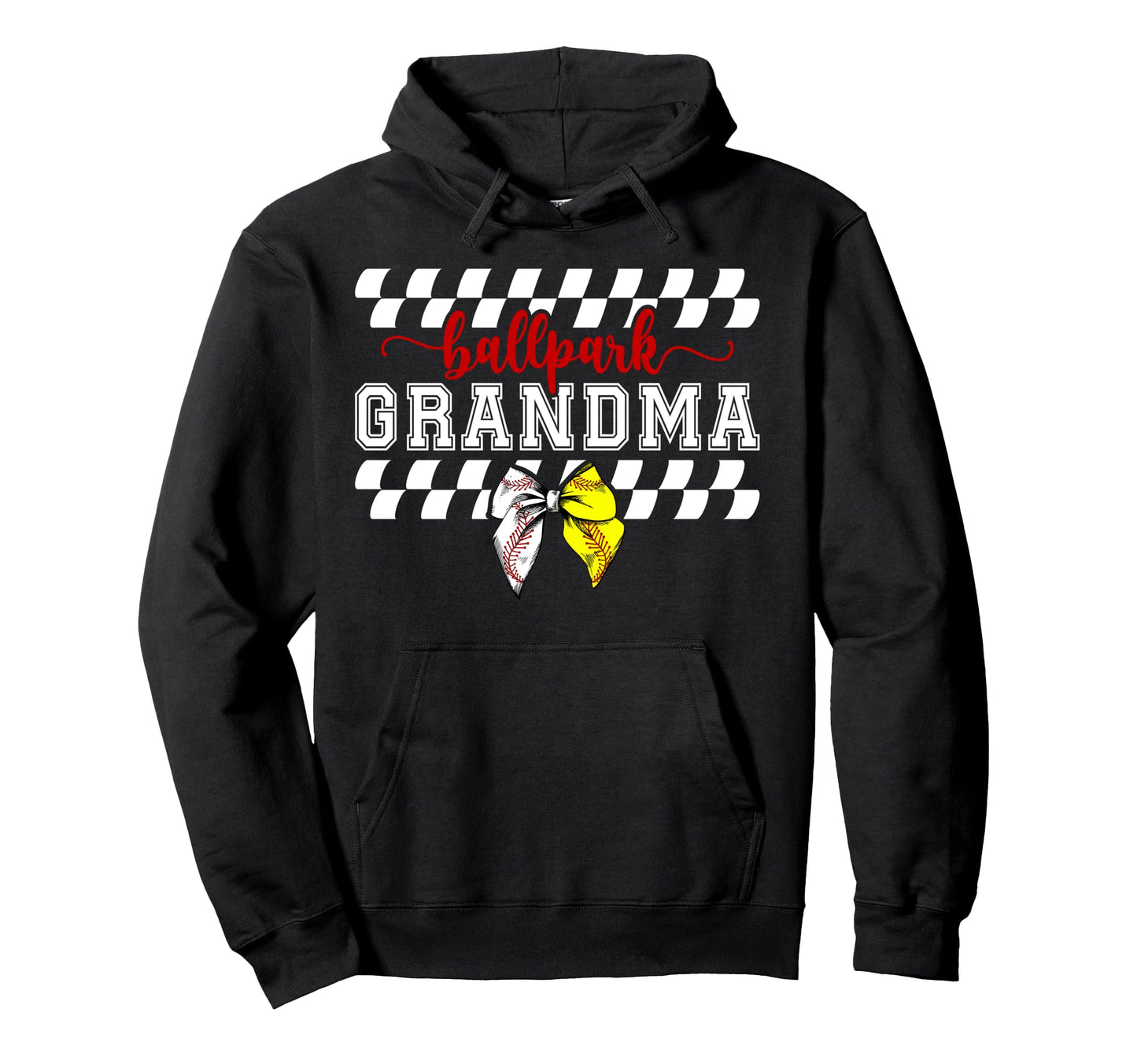 Ballpark Grandma Softball Baseball Hoodie - Custom Art Print for Adults - T-Shirt, Sweatshirt, Hoodie