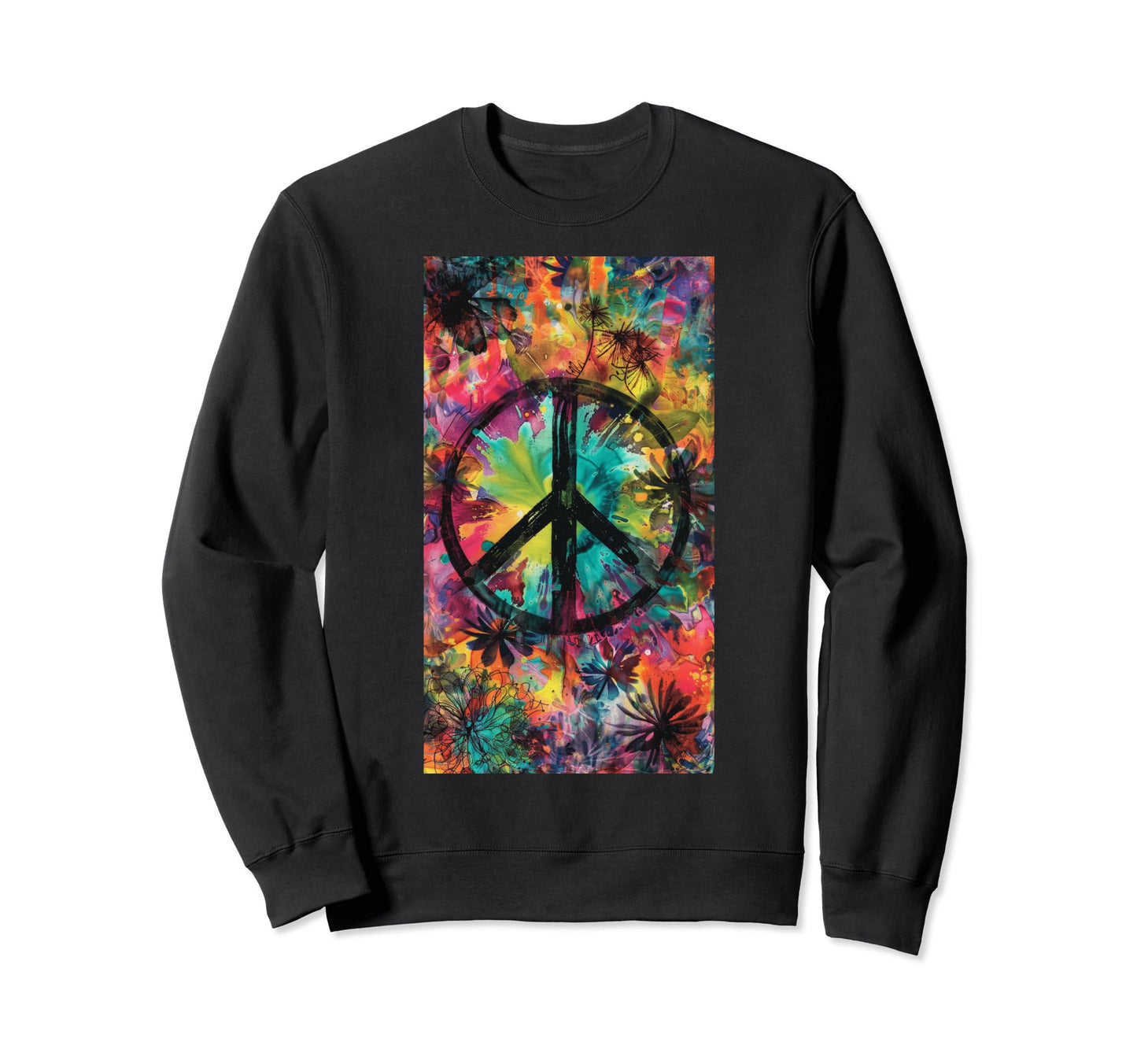 Tie Dye Bold Peace Symbol Colorful Sweatshirt - Custom Art Print Men Women - T-Shirt, Sweatshirt, Hoodie