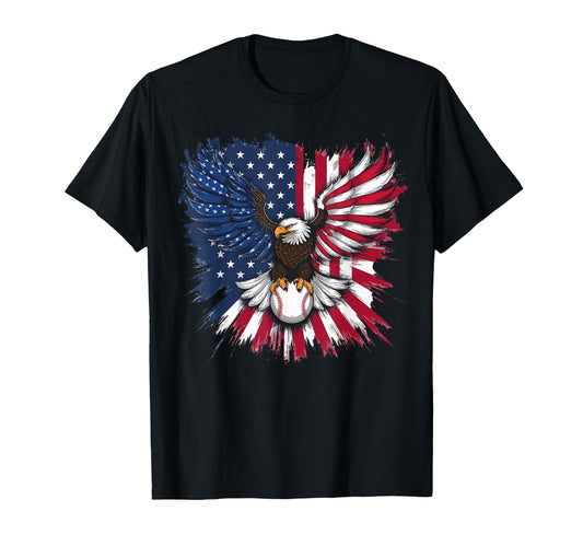 American Flag Baseball Player Bat T-Shirt - Fun Novelty Design for Adults - T-Shirt, Sweatshirt, Hoodie