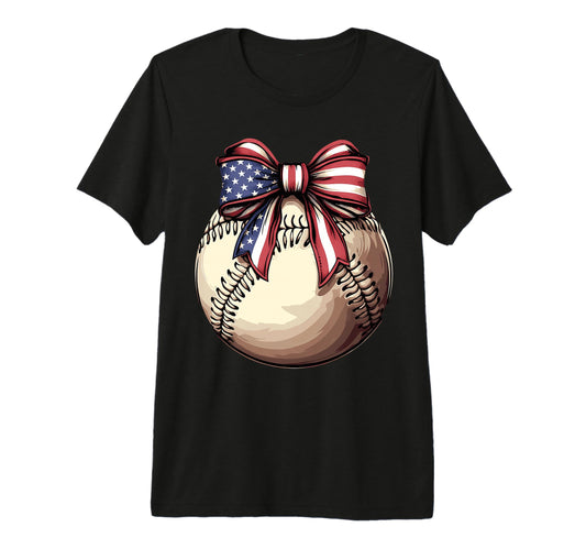 American Baseball Coquette Bow T-Shirt - Minimalist Print Men Women - T-Shirt, Sweatshirt, Hoodie