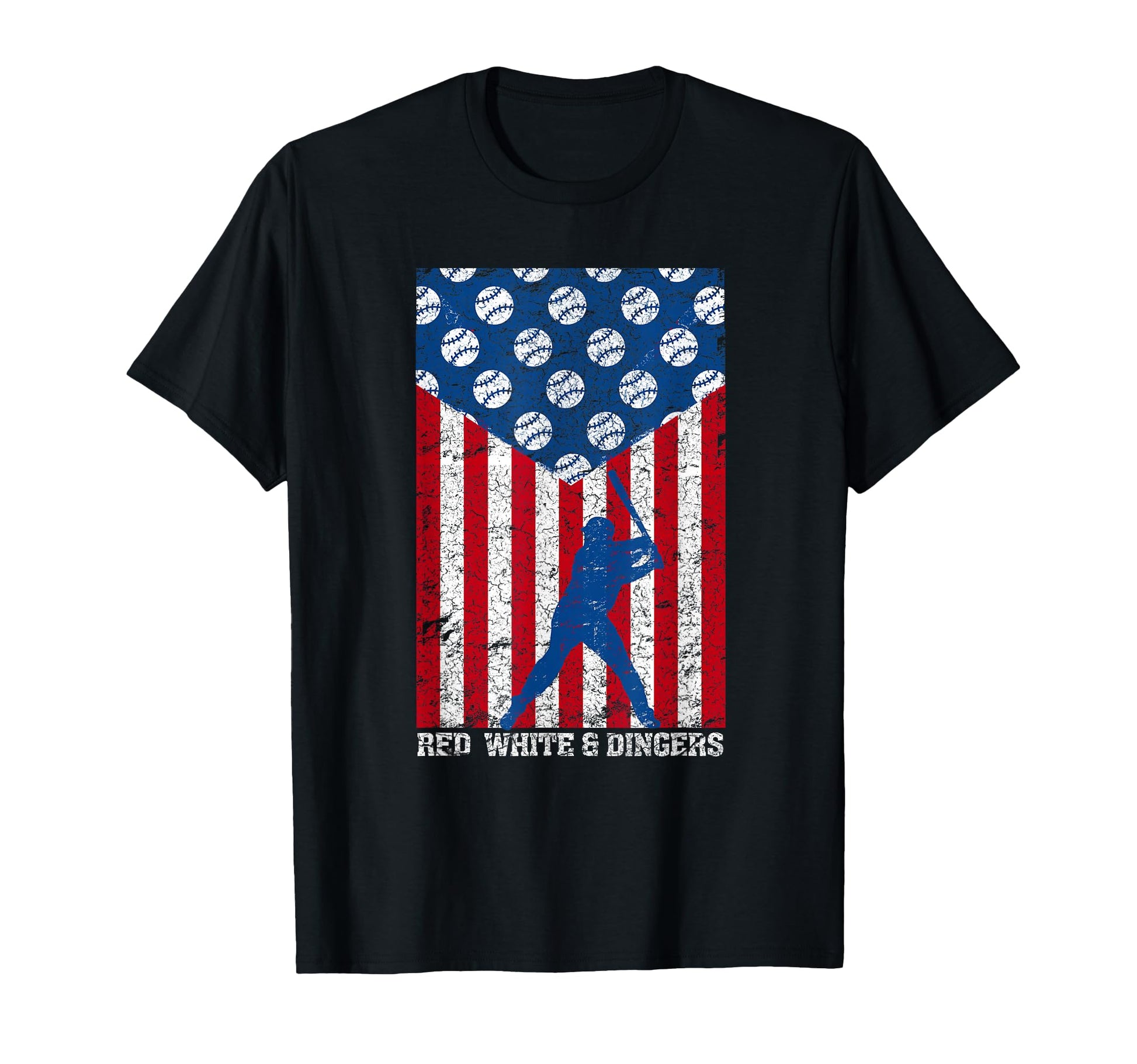 Red White And Dinger Baseball Hitter T-Shirt - Casual Everyday Wear Unisex - T-Shirt, Sweatshirt, Hoodie