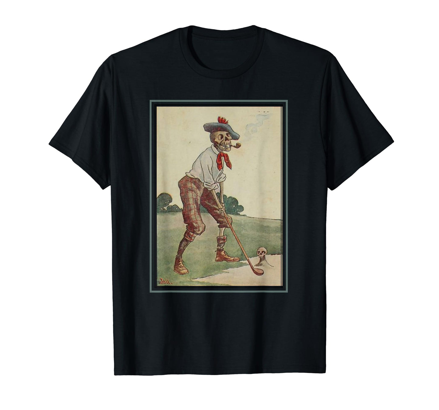 Creepy Skeleton Playing Golf Smoking T-Shirt - Novelty Apparel Men Women - T-Shirt, Sweatshirt, Hoodie