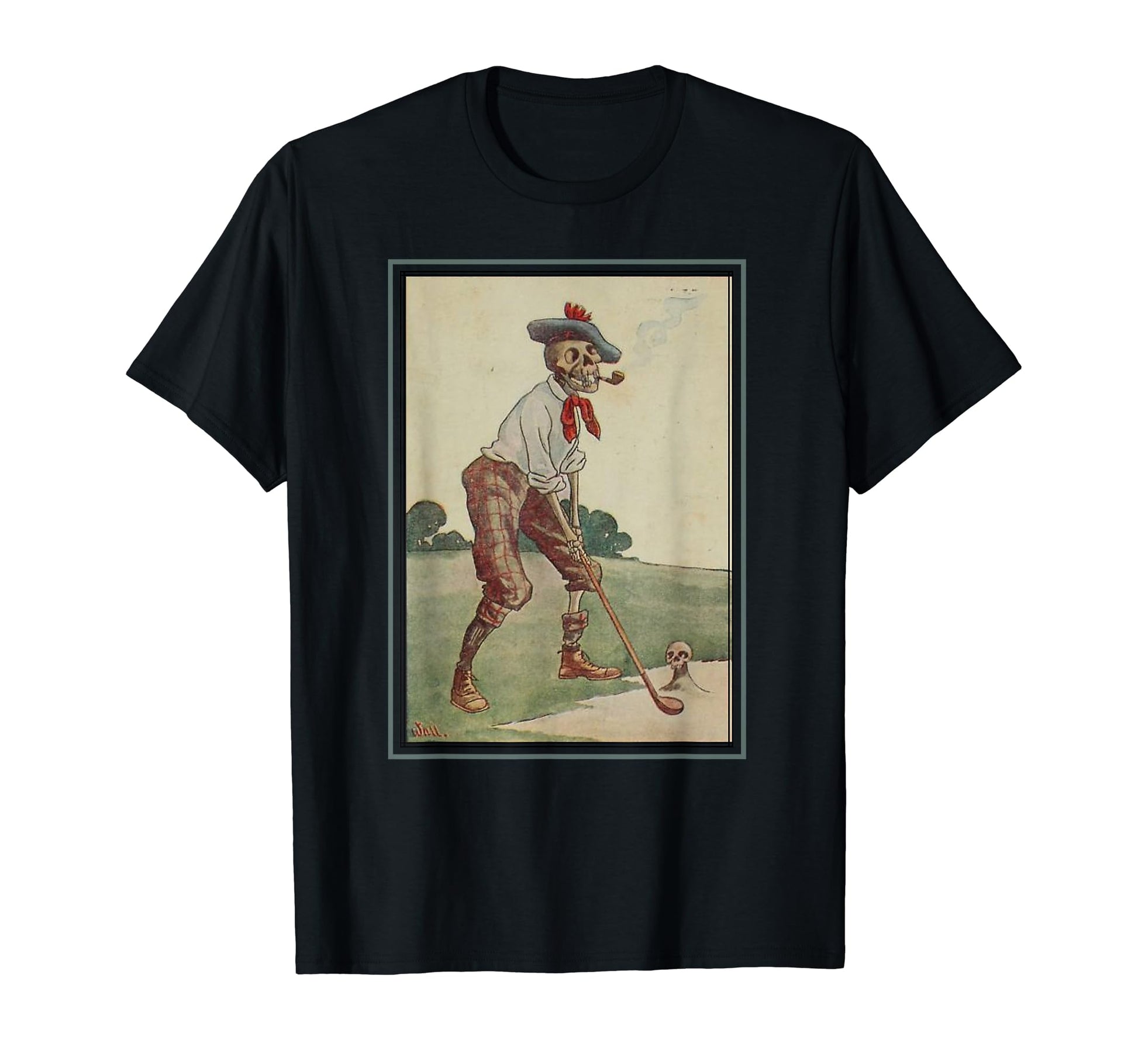 Creepy Skeleton Playing Golf Smoking T-Shirt - Novelty Apparel Men Women - T-Shirt, Sweatshirt, Hoodie