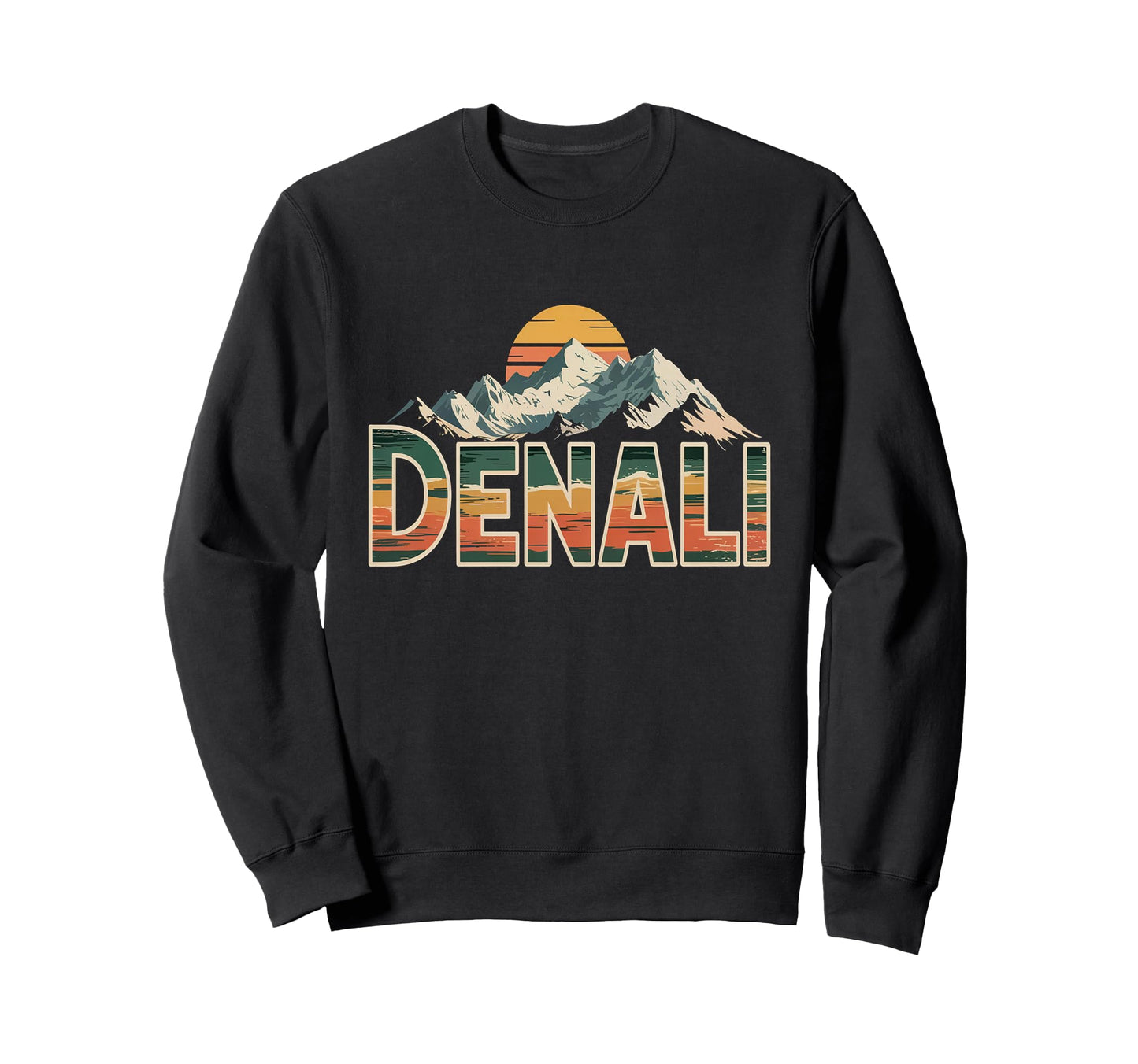 Denali National Park Sunset 70S Sweatshirt - Trendy Graphic for Adults - T-Shirt, Sweatshirt, Hoodie