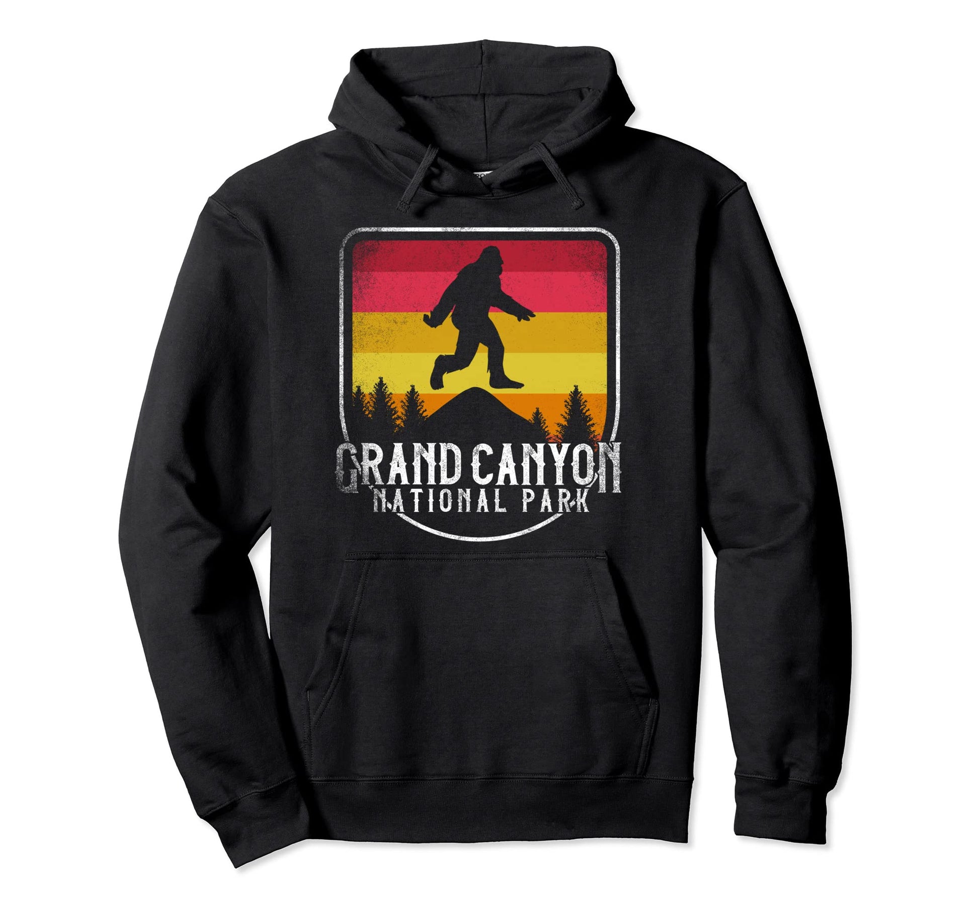 Bigfoot Grand Canyon National Park Distressed Hoodie - Graphic Print Unisex - T-Shirt, Sweatshirt, Hoodie