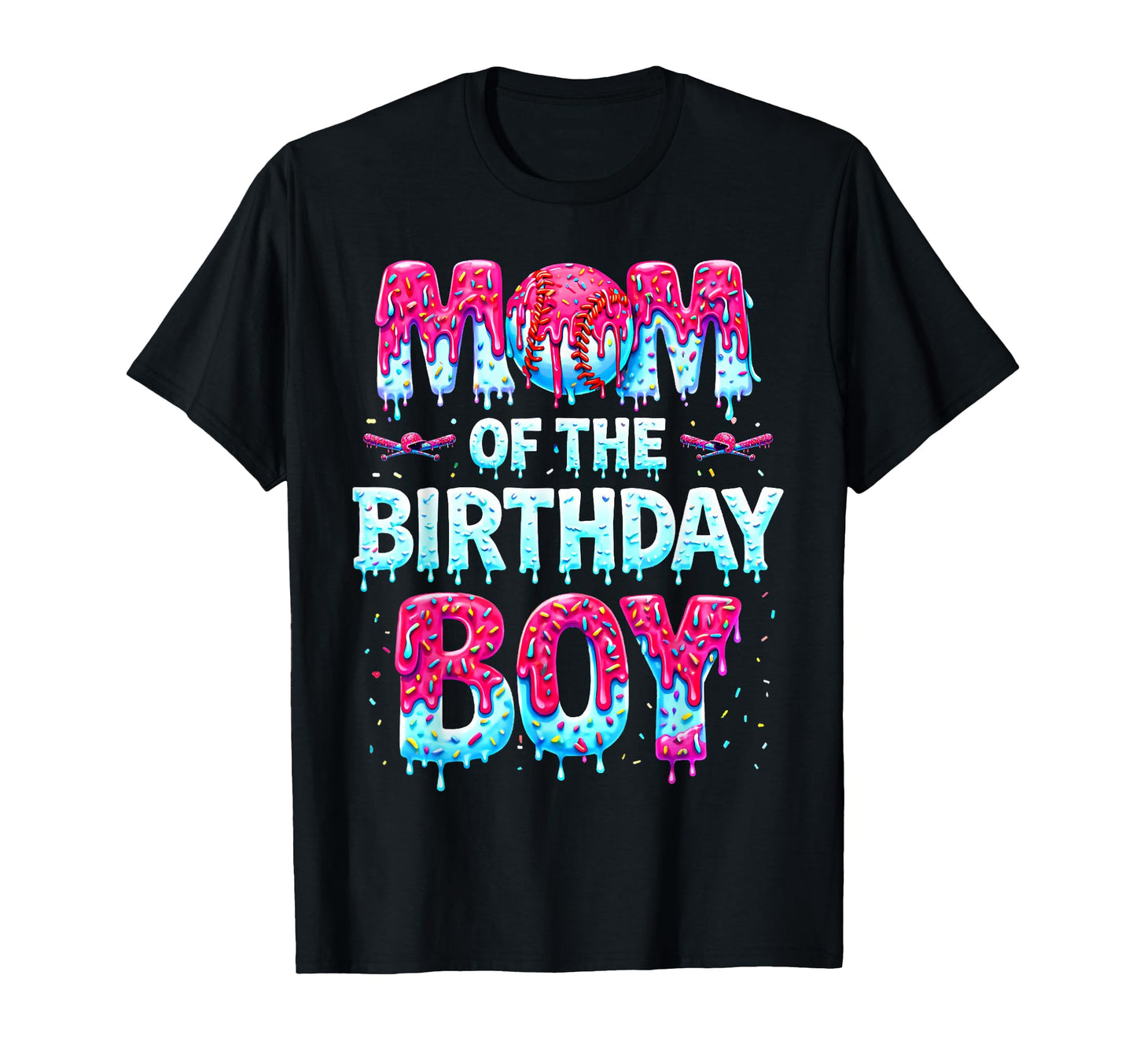 Mom Birthday Ice Cream Baseball Family T-Shirt - Graphic Print Men Women - T-Shirt, Sweatshirt, Hoodie