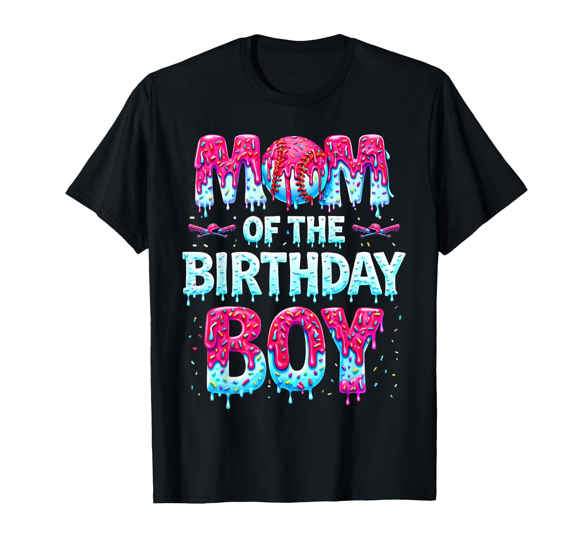 Mom Birthday Ice Cream Baseball Family T-Shirt - Graphic Print Men Women - T-Shirt, Sweatshirt, Hoodie