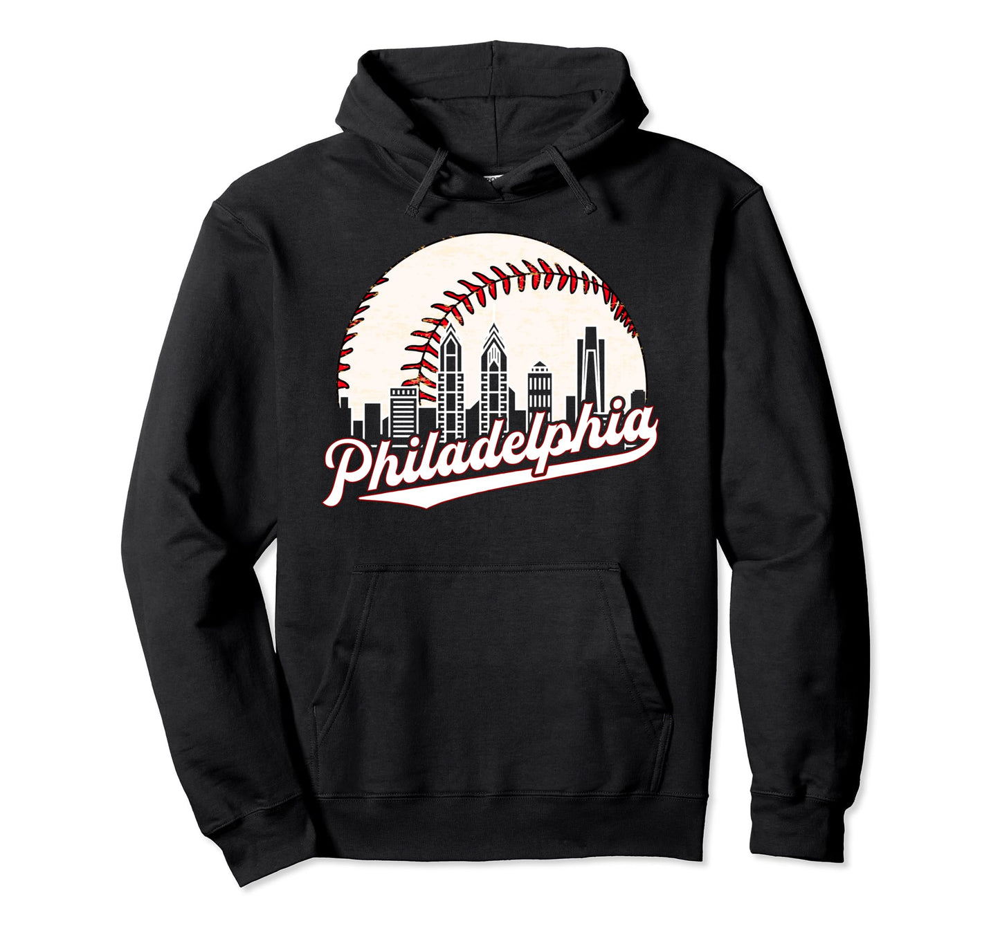 Philadelphia Philly Cityscape Baseball Hoodie - Novelty Apparel for Adults - T-Shirt, Sweatshirt, Hoodie