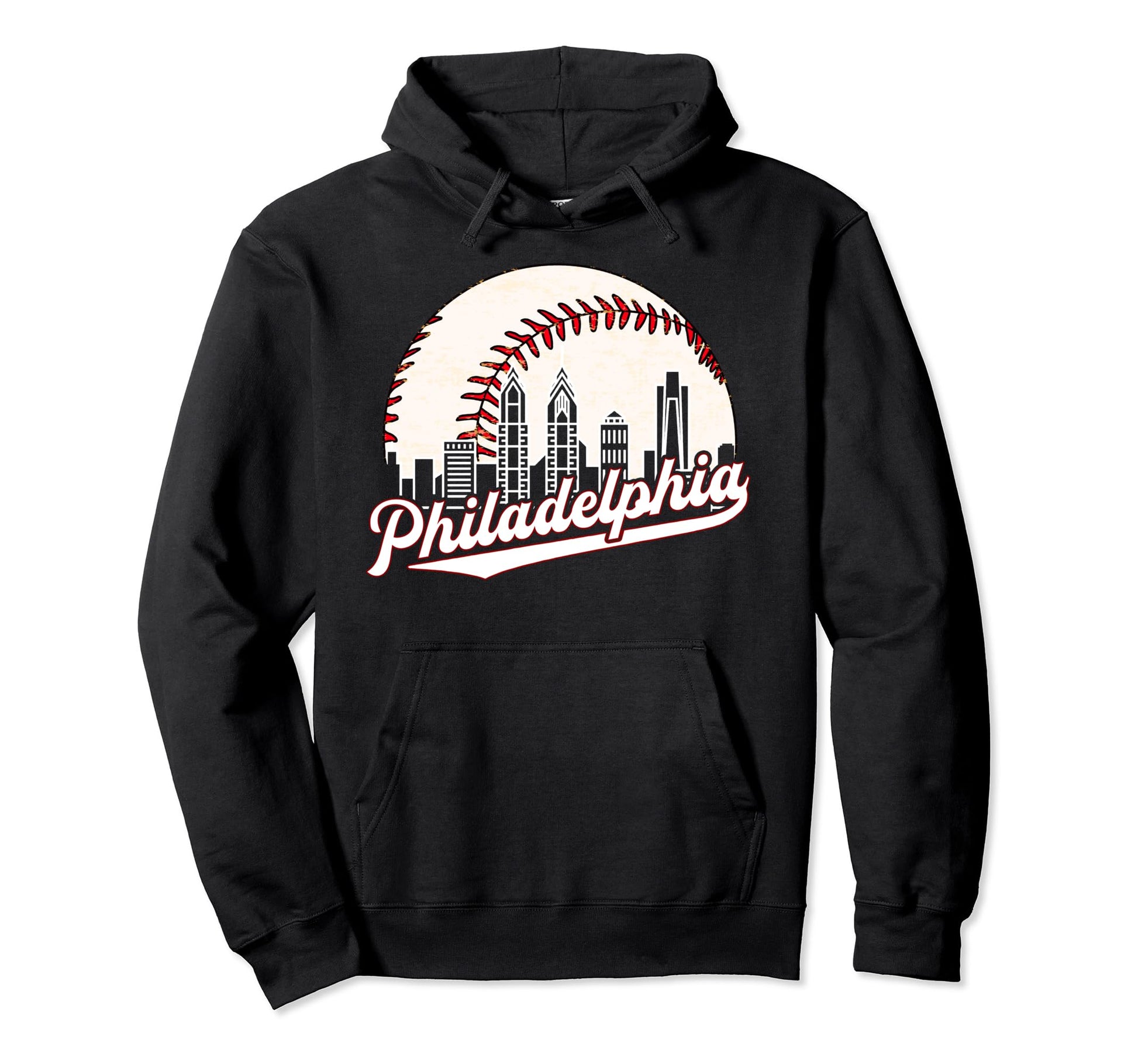 Philadelphia Philly Cityscape Baseball Hoodie - Novelty Apparel for Adults - T-Shirt, Sweatshirt, Hoodie
