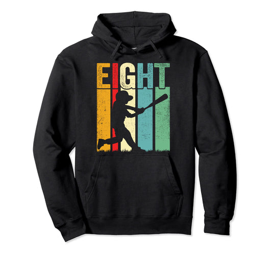 8Yo Birthday Baseball Lover Party Gift Hoodie - Unique Graphic Unisex - T-Shirt, Sweatshirt, Hoodie