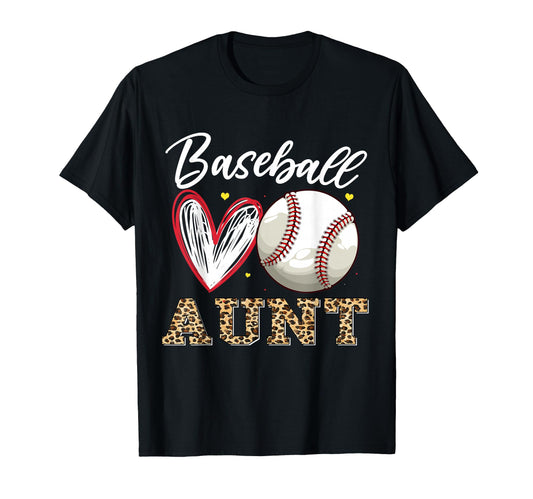 Baseball Aunt Leopard Family Matching T-Shirt - Fun Novelty Design Unisex - T-Shirt, Sweatshirt, Hoodie