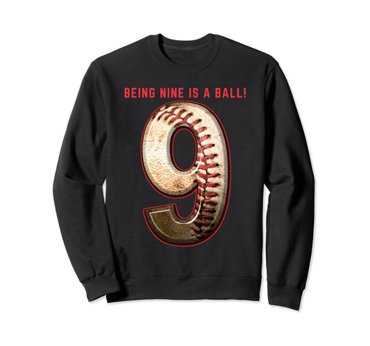 Baseball Birthday 9Th Birthday Number Sweatshirt - Graphic Print Men Women - T-Shirt, Sweatshirt, Hoodie