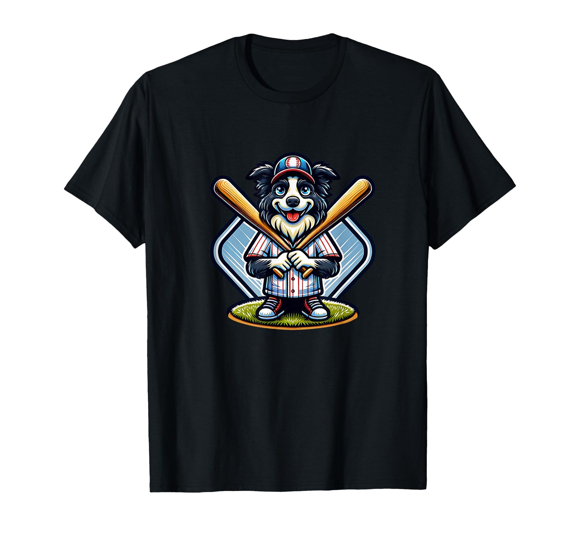 Baseball Border Collie Home Run Fun T-Shirt - Streetwear Style Men Women - T-Shirt, Sweatshirt, Hoodie