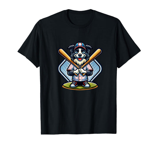 Baseball Border Collie Home Run Fun T-Shirt - Streetwear Style Men Women - T-Shirt, Sweatshirt, Hoodie