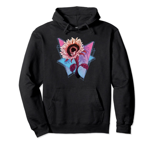 80S Synthwave Hippie Flower Blossoms Garden Hoodie - Trendy Graphic Unisex - T-Shirt, Sweatshirt, Hoodie