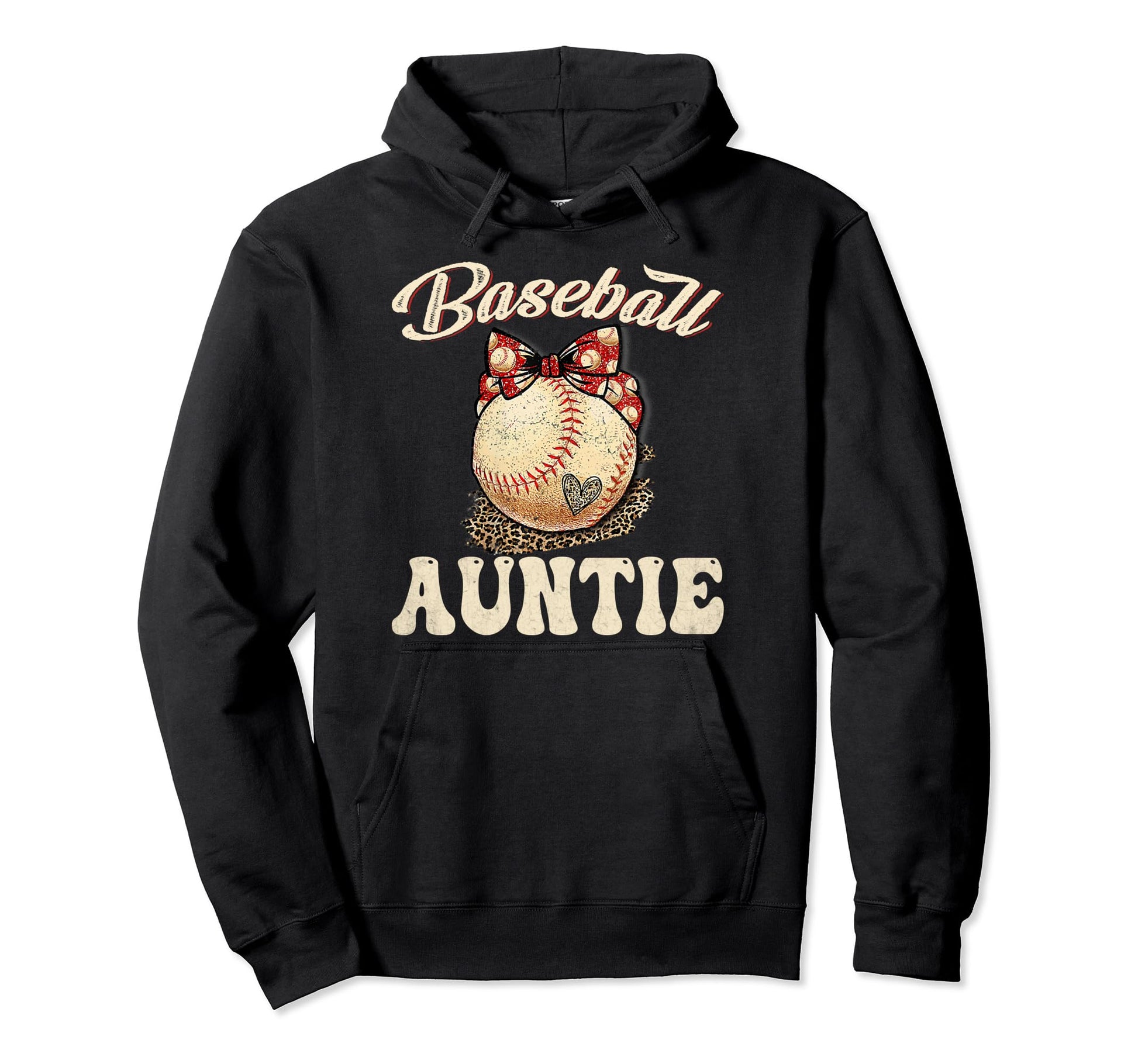 Softball Baseball Auntie Leopard Mothers Hoodie - Graphic Print for Adults - T-Shirt, Sweatshirt, Hoodie