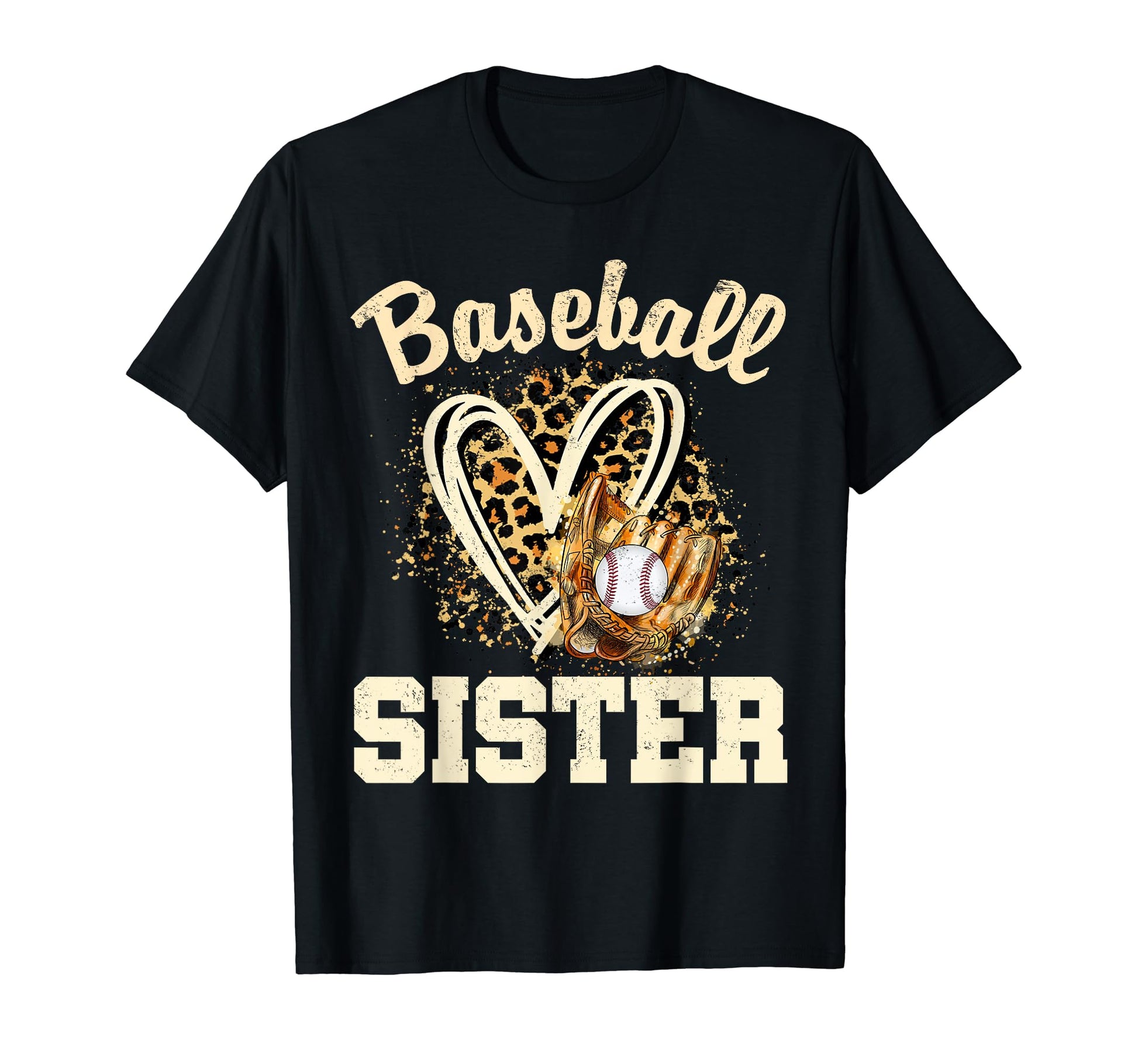 Baseball Sister Leopard Heart T-Shirt - Custom Art Print for Adults - T-Shirt, Sweatshirt, Hoodie