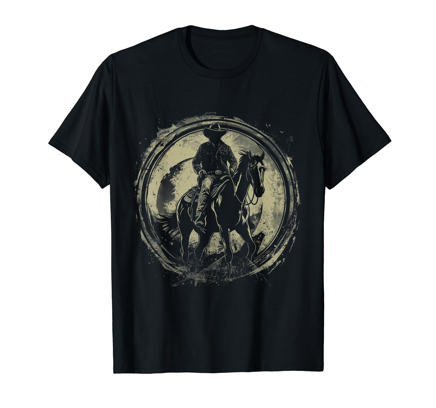 Rustic Cowboy Silhouette Western T-Shirt - Custom Art Print Men Women - T-Shirt, Sweatshirt, Hoodie