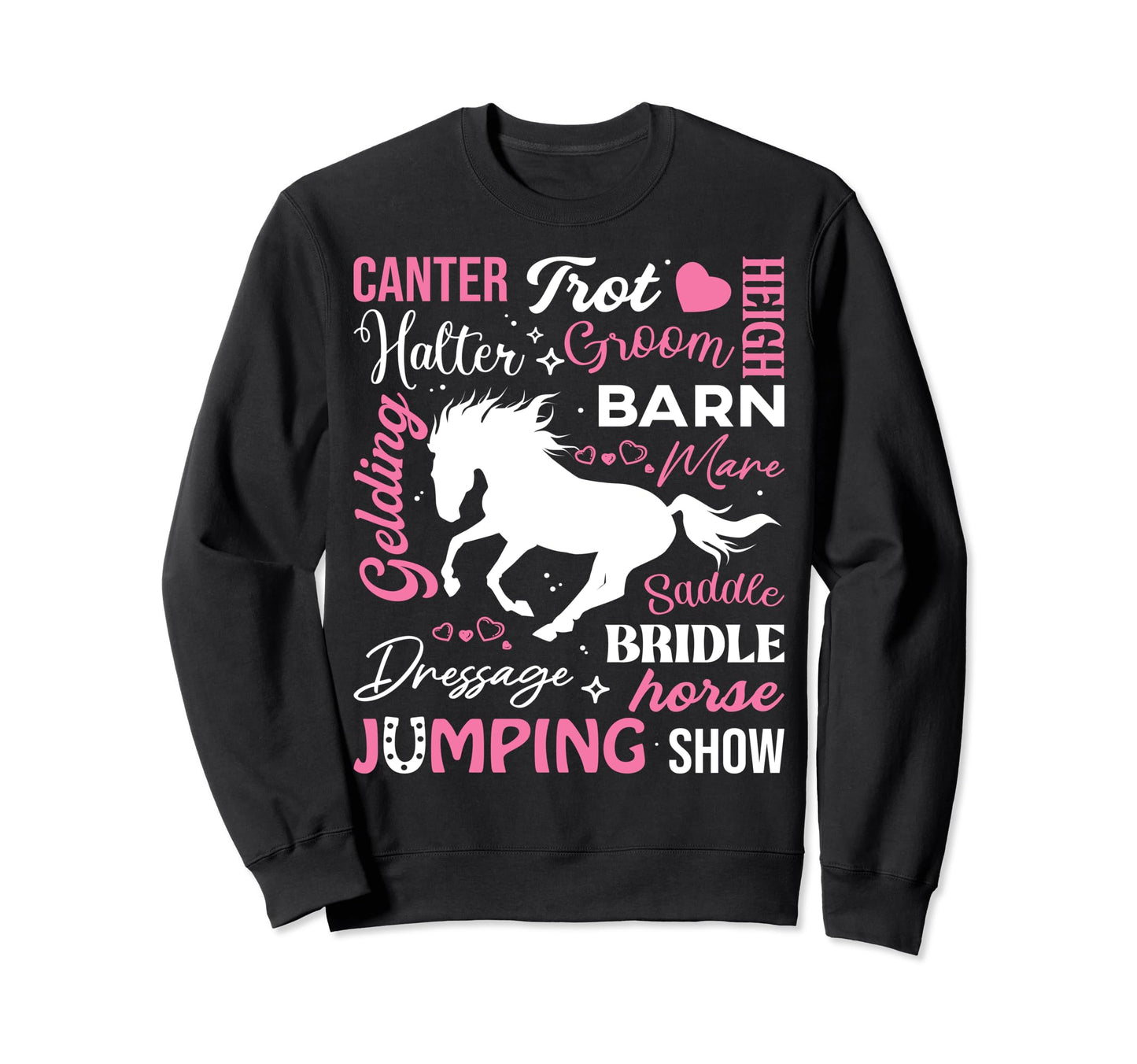 Equestrian Horse Typography Word Sweatshirt - Trendy Graphic for Adults - T-Shirt, Sweatshirt, Hoodie