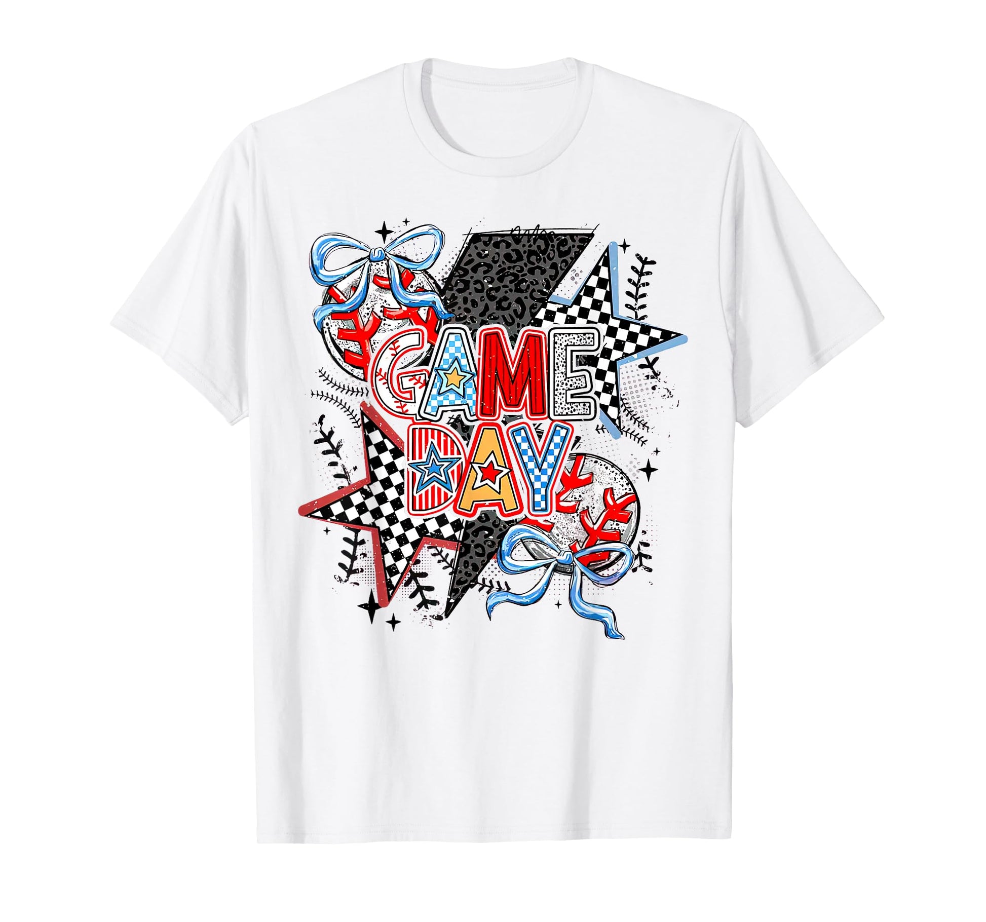 Game Day Baseball Coquette Checkered T-Shirt - Trendy Graphic Men Women - T-Shirt, Sweatshirt, Hoodie