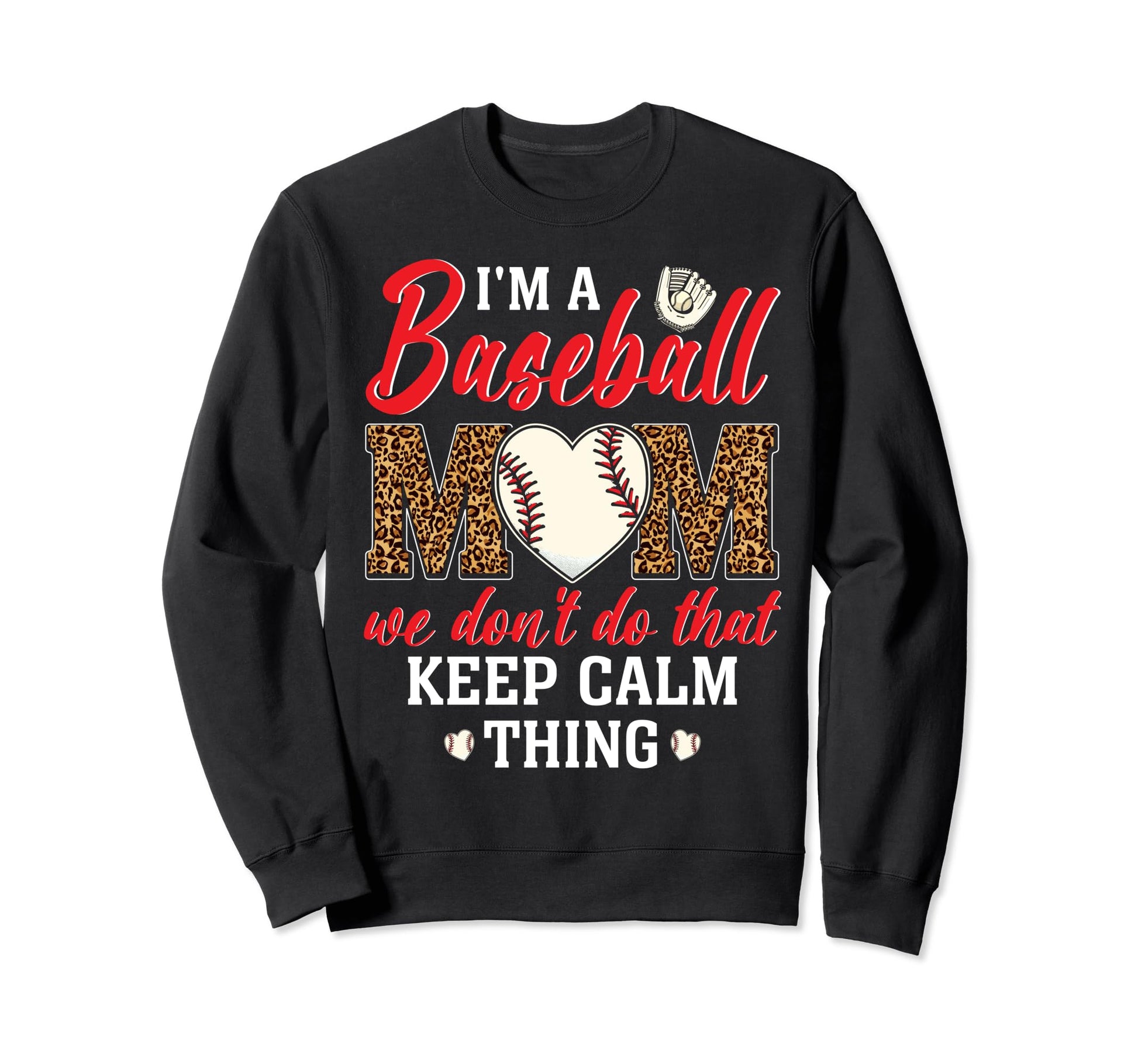 Baseball Mom Leopard Mothers Day Sweatshirt - Graphic Print Men Women - T-Shirt, Sweatshirt, Hoodie