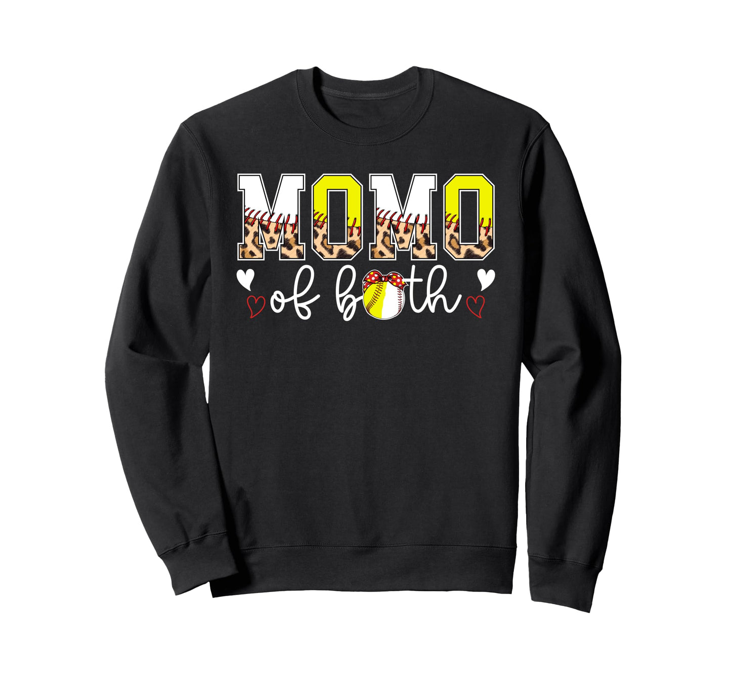 Momo Both Leopard Softball Baseball Sweatshirt - Fun Novelty Design Unisex - T-Shirt, Sweatshirt, Hoodie