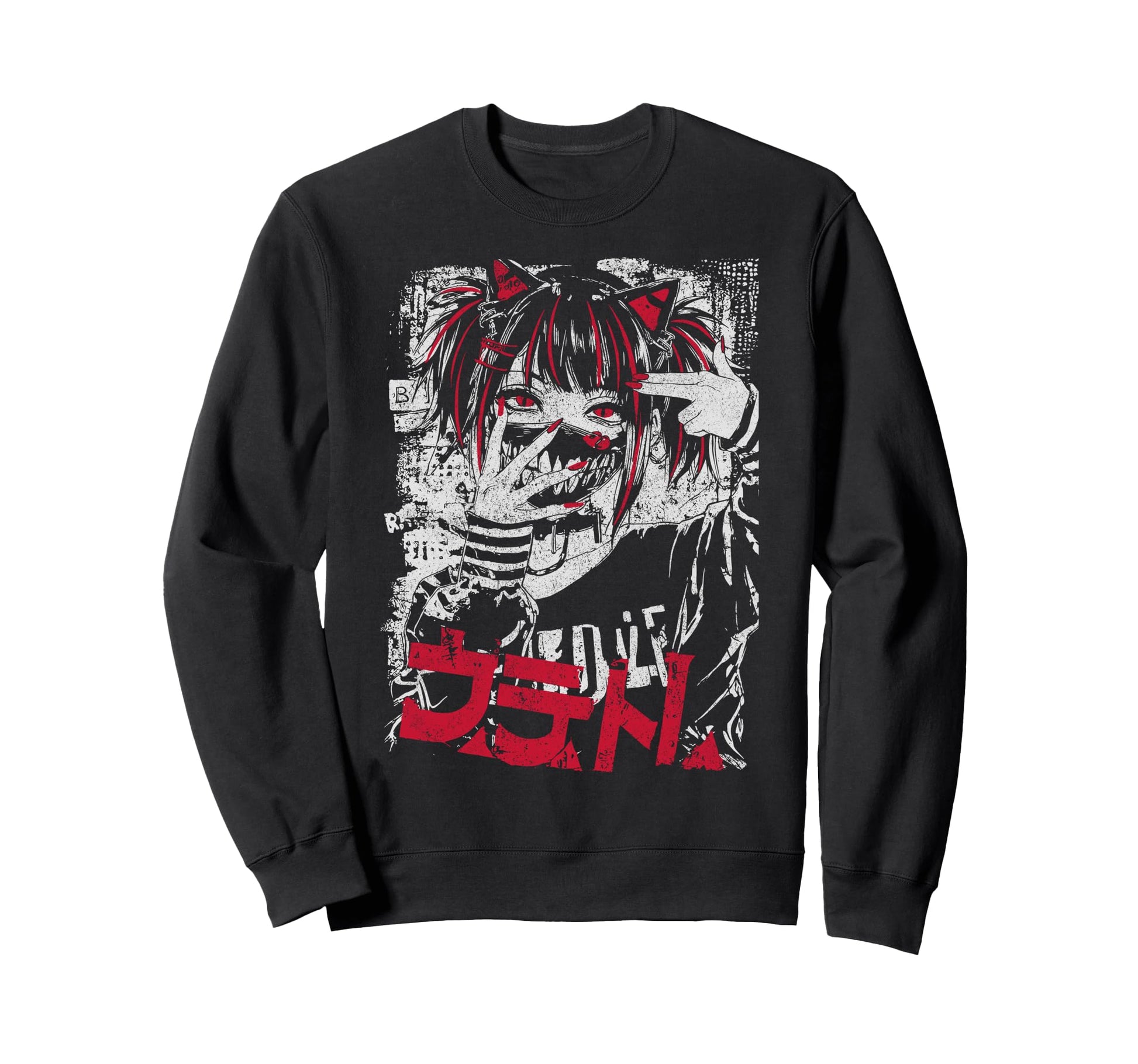 Japanese Streetwear Anime Gothic Sweatshirt - Graphic Print for Adults - T-Shirt, Sweatshirt, Hoodie