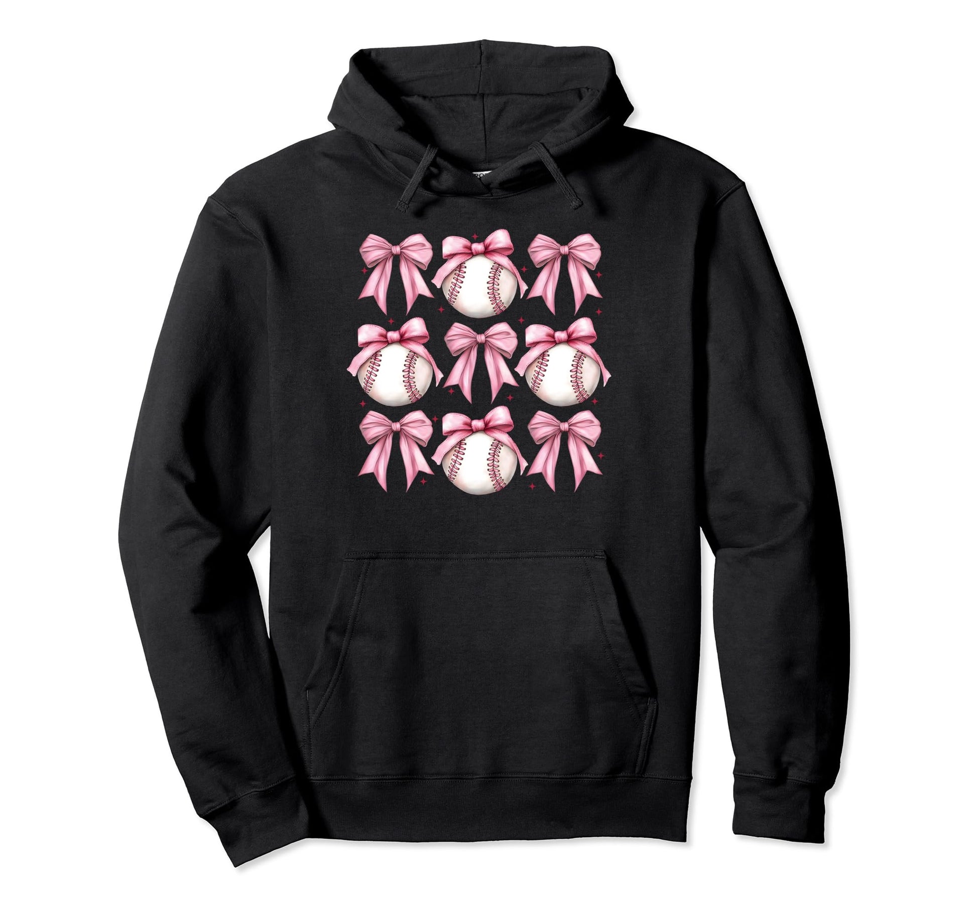 Coquette Bow Baseball Game Day Hoodie - Casual Everyday Wear Men Women - T-Shirt, Sweatshirt, Hoodie