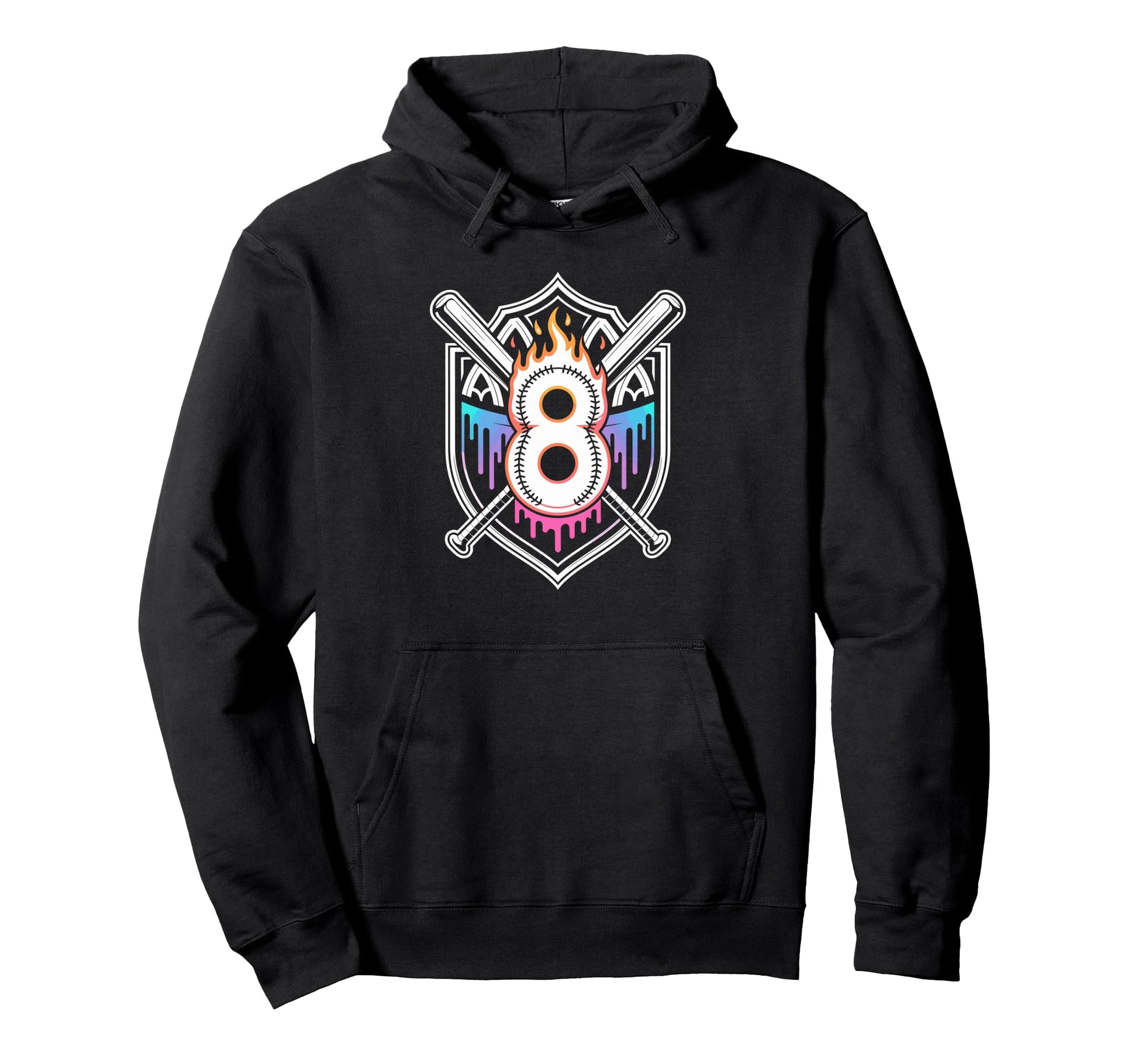 Eighth Birthday Baseball Party Mood Drip Hoodie - Custom Art Print Unisex - T-Shirt, Sweatshirt, Hoodie