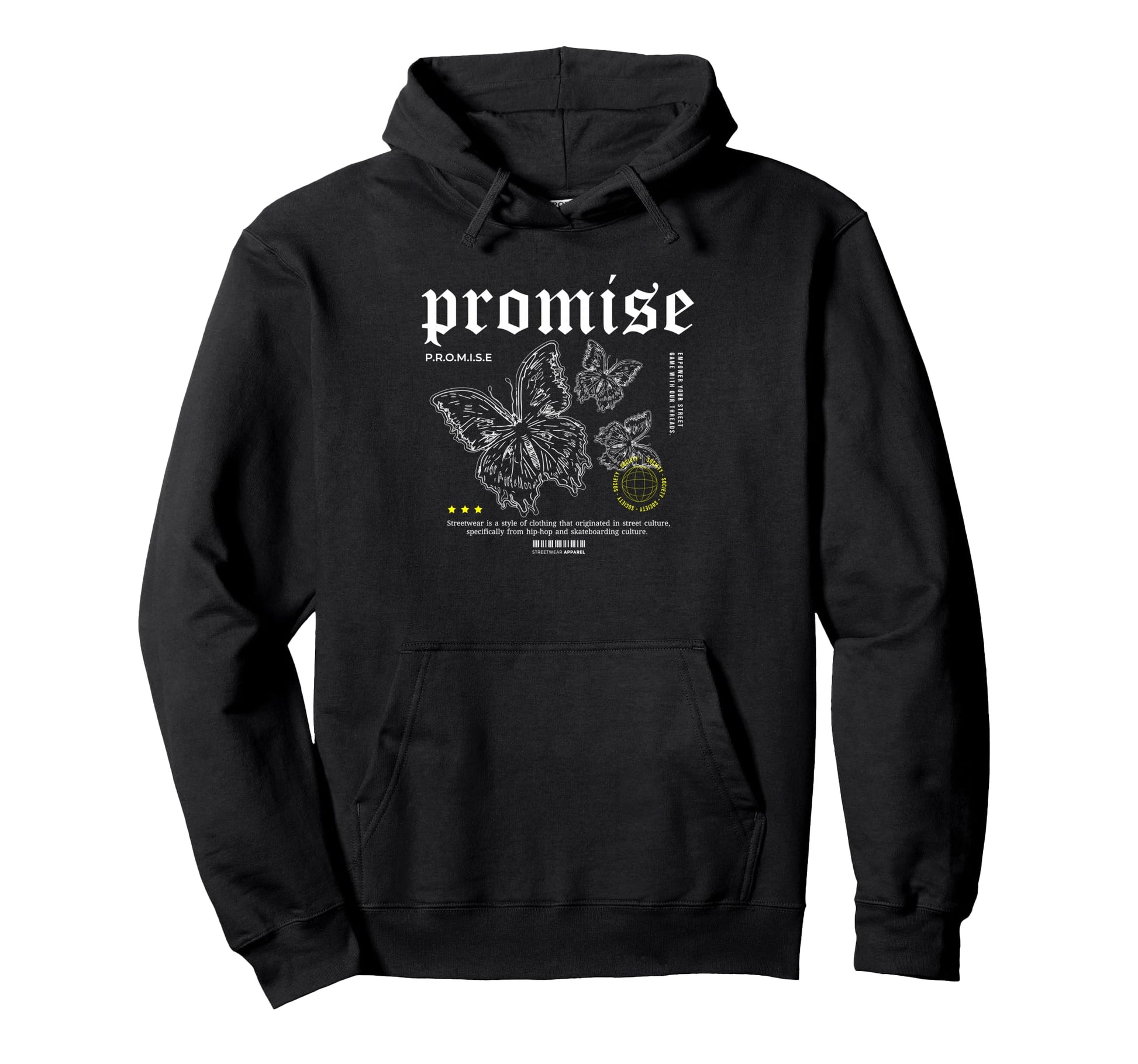 Butterfly Promise Y2K Grunge Hoodie - Casual Everyday Wear Men Women - T-Shirt, Sweatshirt, Hoodie