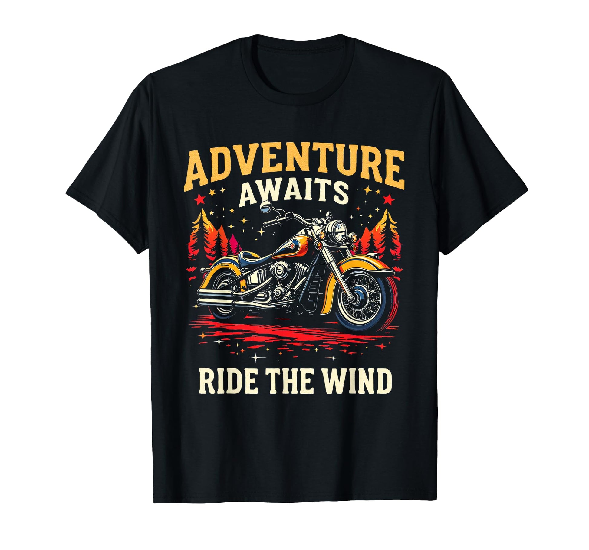 Adventure Awaits Ride Wind Motorcycle T-Shirt - Custom Art Print Men Women - T-Shirt, Sweatshirt, Hoodie
