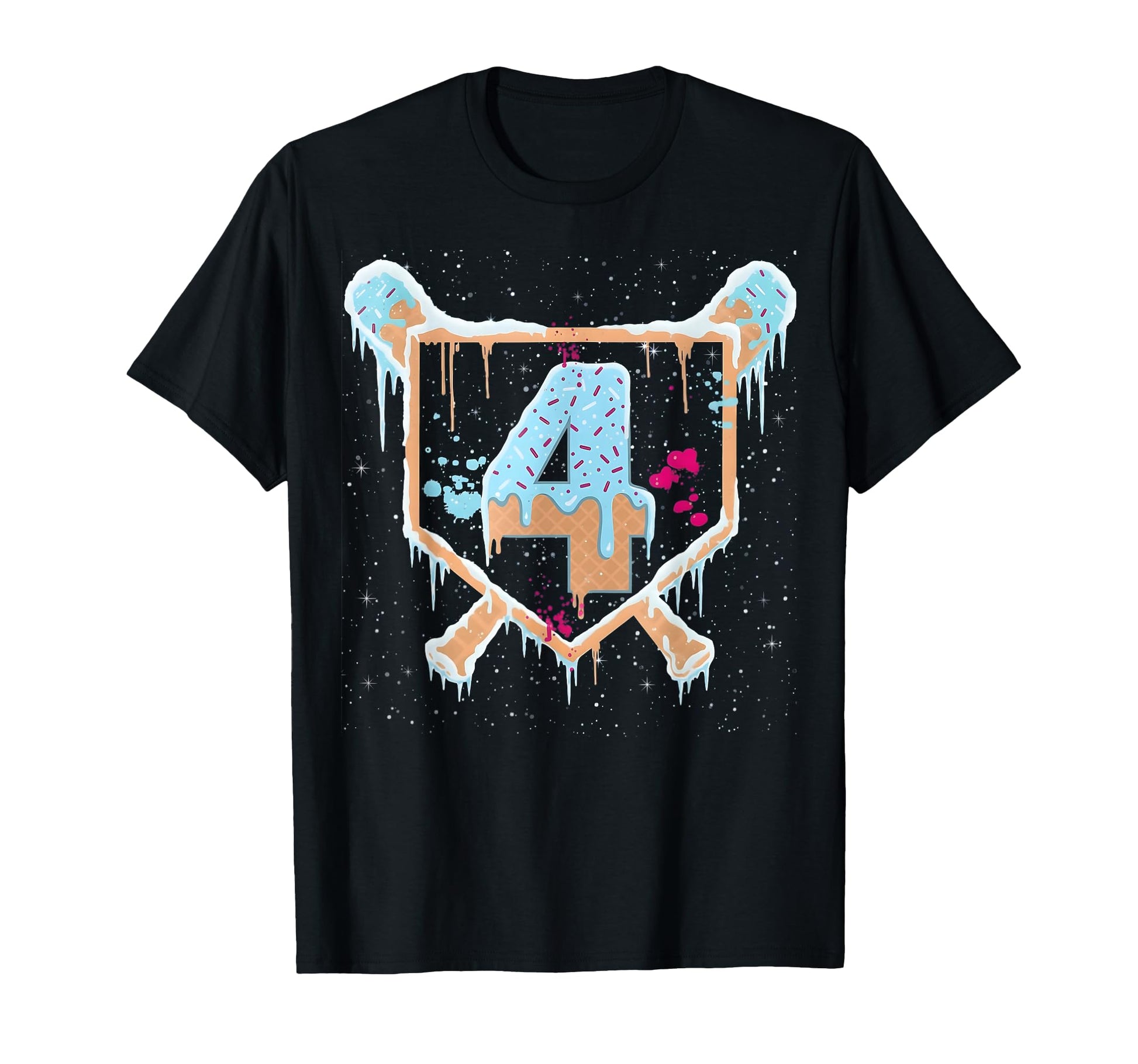 Baseball 4 Year Old Ice Cream Drip T-Shirt - Novelty Apparel for Adults - T-Shirt, Sweatshirt, Hoodie