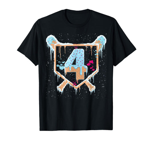 Baseball 4 Year Old Ice Cream Drip T-Shirt - Novelty Apparel for Adults - T-Shirt, Sweatshirt, Hoodie