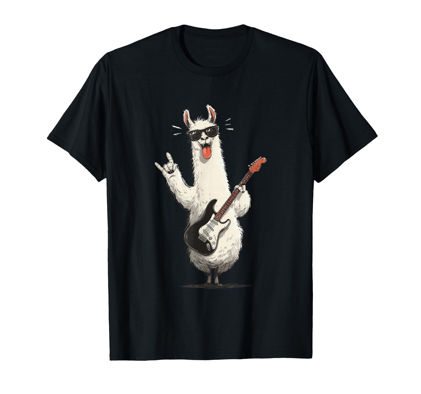 Llama Playing Guitar Rock Music T-Shirt - Novelty Apparel Men Women - T-Shirt, Sweatshirt, Hoodie