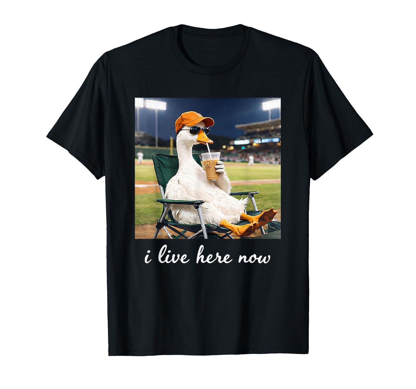 Funny Duck Baseball Chill I Live Here T-Shirt - Streetwear Style Men Women - T-Shirt, Sweatshirt, Hoodie